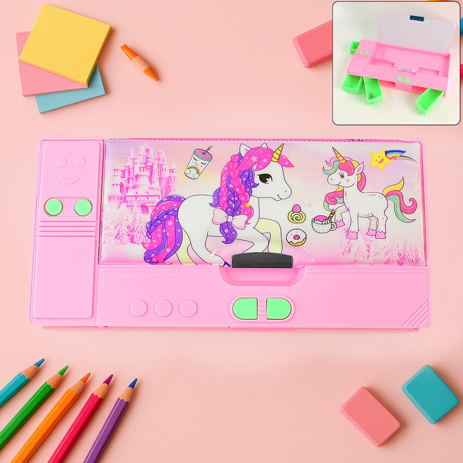 Multi Purpose Gadget Jumbo Pencil Box Compass Jumbo 2 Side Slot Geometry Box Compass Use School , Traveling & Studio