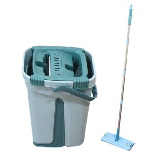 Scratch cleaning mop with self-cleaning feature and hands-free use.