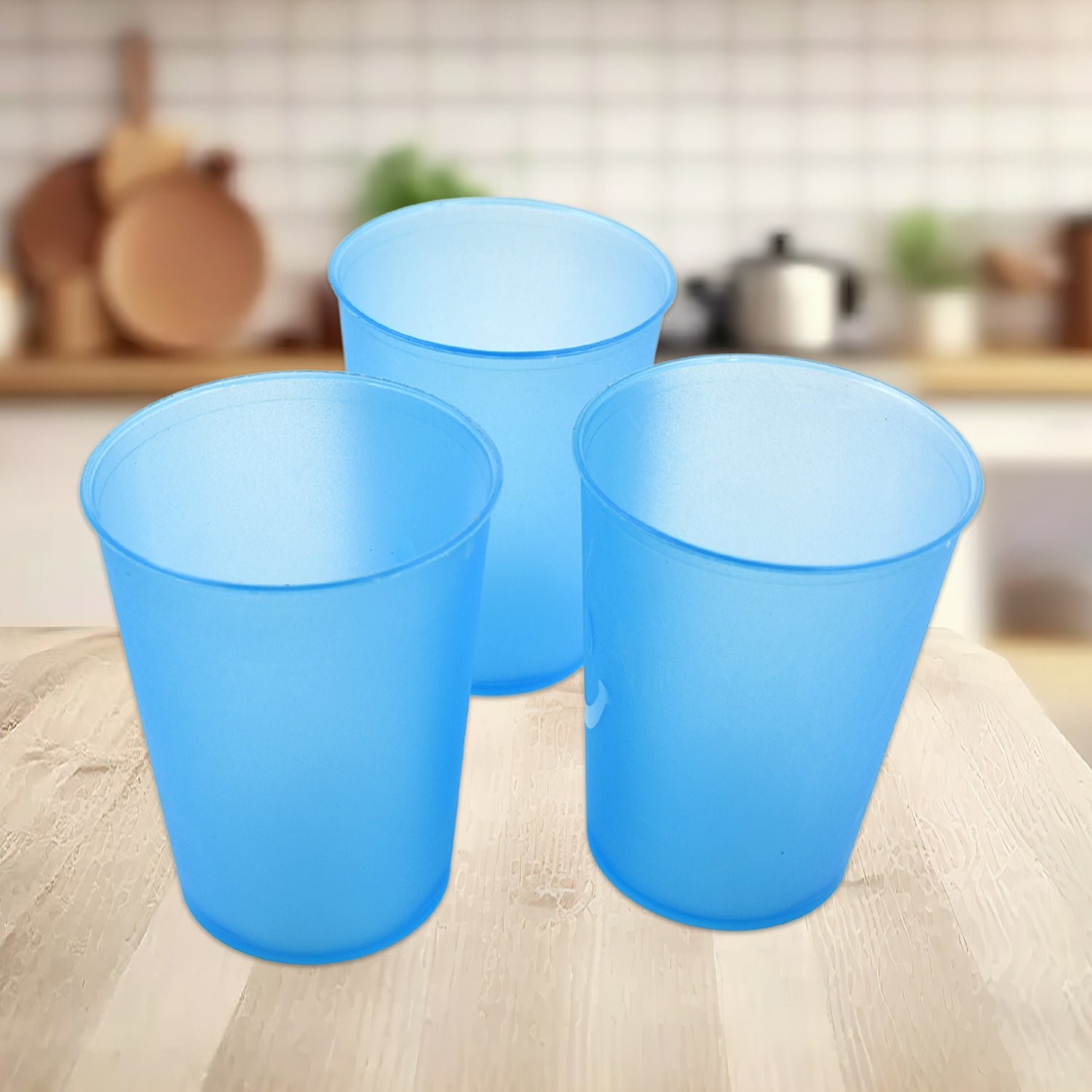 Reusable Plastic Drinking Tumblers - 4-Piece Transparent Water Cup Set for Kitchen & Dining - Image 3