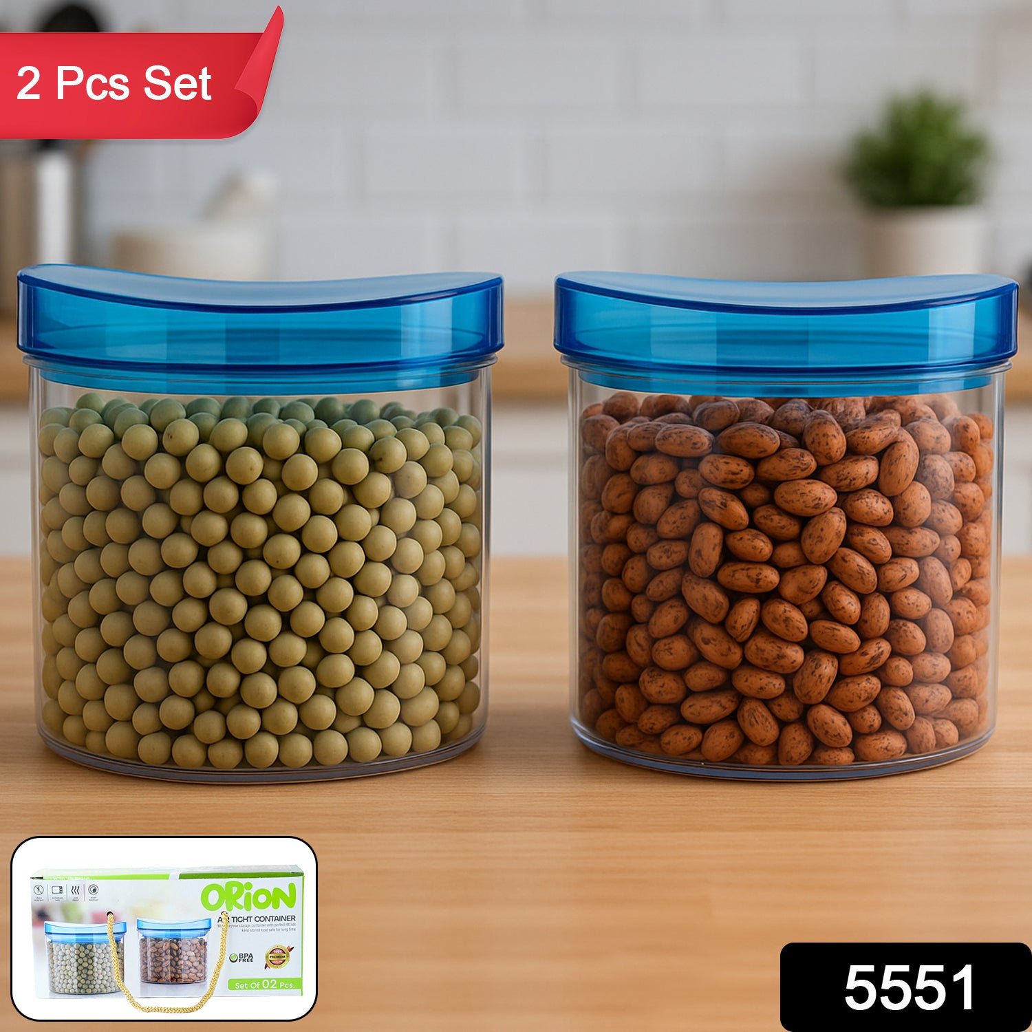 Air Tight & Unbreakable Kitchen Jar Set Food Storage Containers for Dry Fruits, Spices, Snacks, Pulses (2 Pcs Set) - Image 2