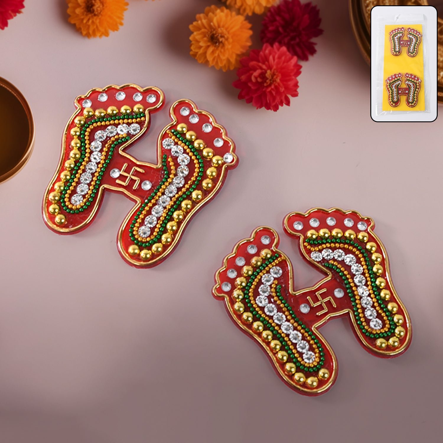Decorative Laxmi Charan Paduka Sticker Set (Pack of 2 Pc) - Image 6