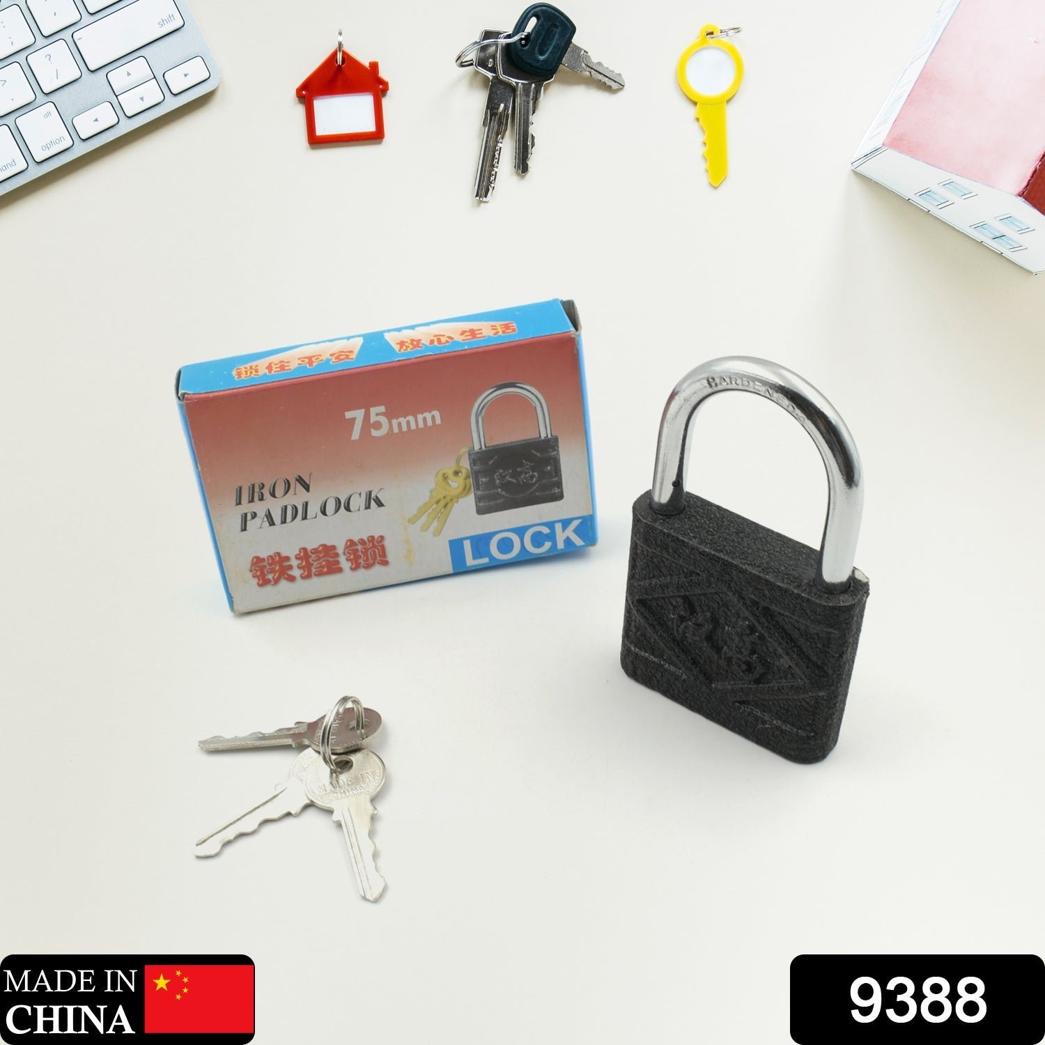 Black Iron Padlock – Brass Core, Waterproof & Anti-Theft for Home & Outdoor (75 mm) - Image 2