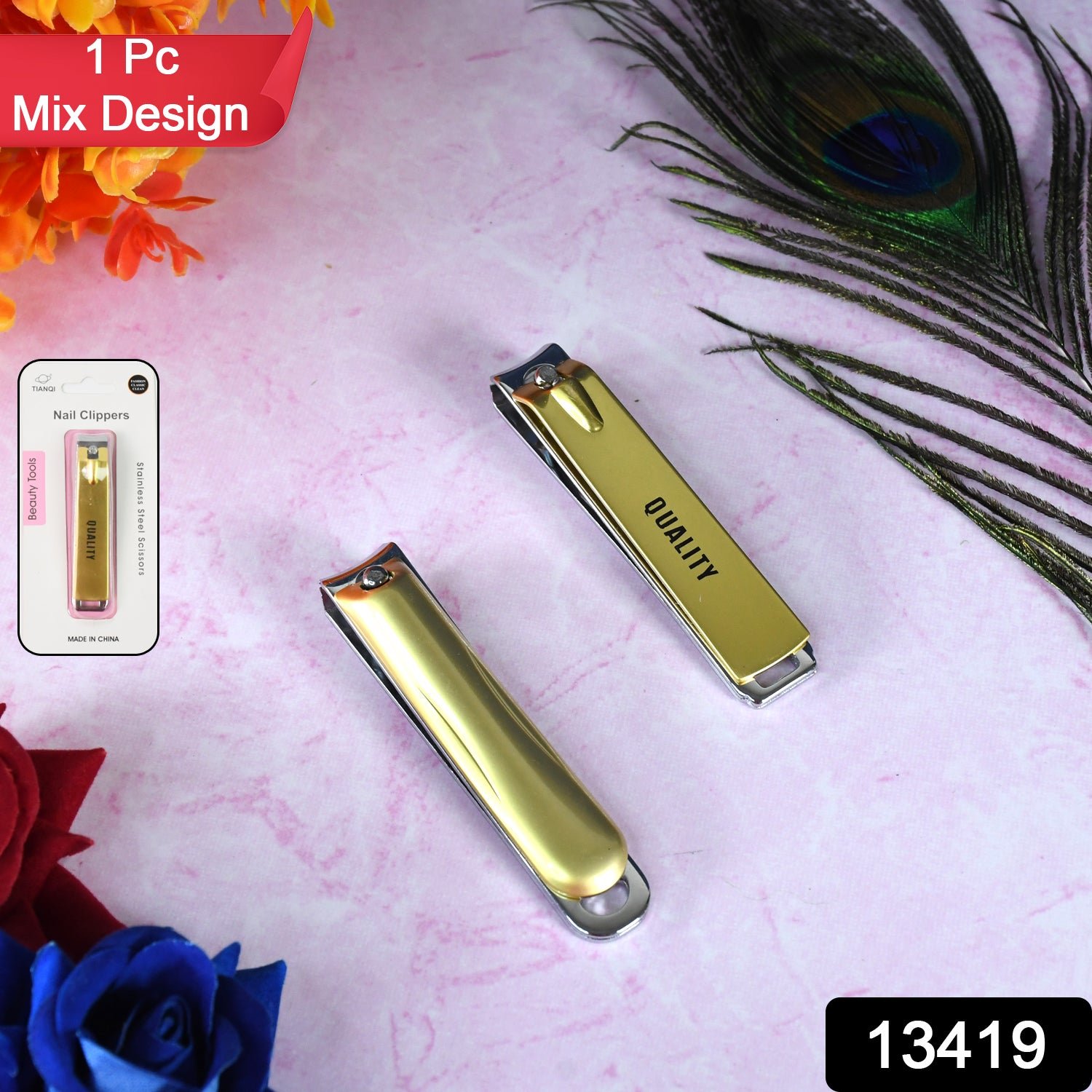 Stainless Steel Folding Portable Large Nail Clippers with Nail File (1 Pc / Mix Design) - Image 2