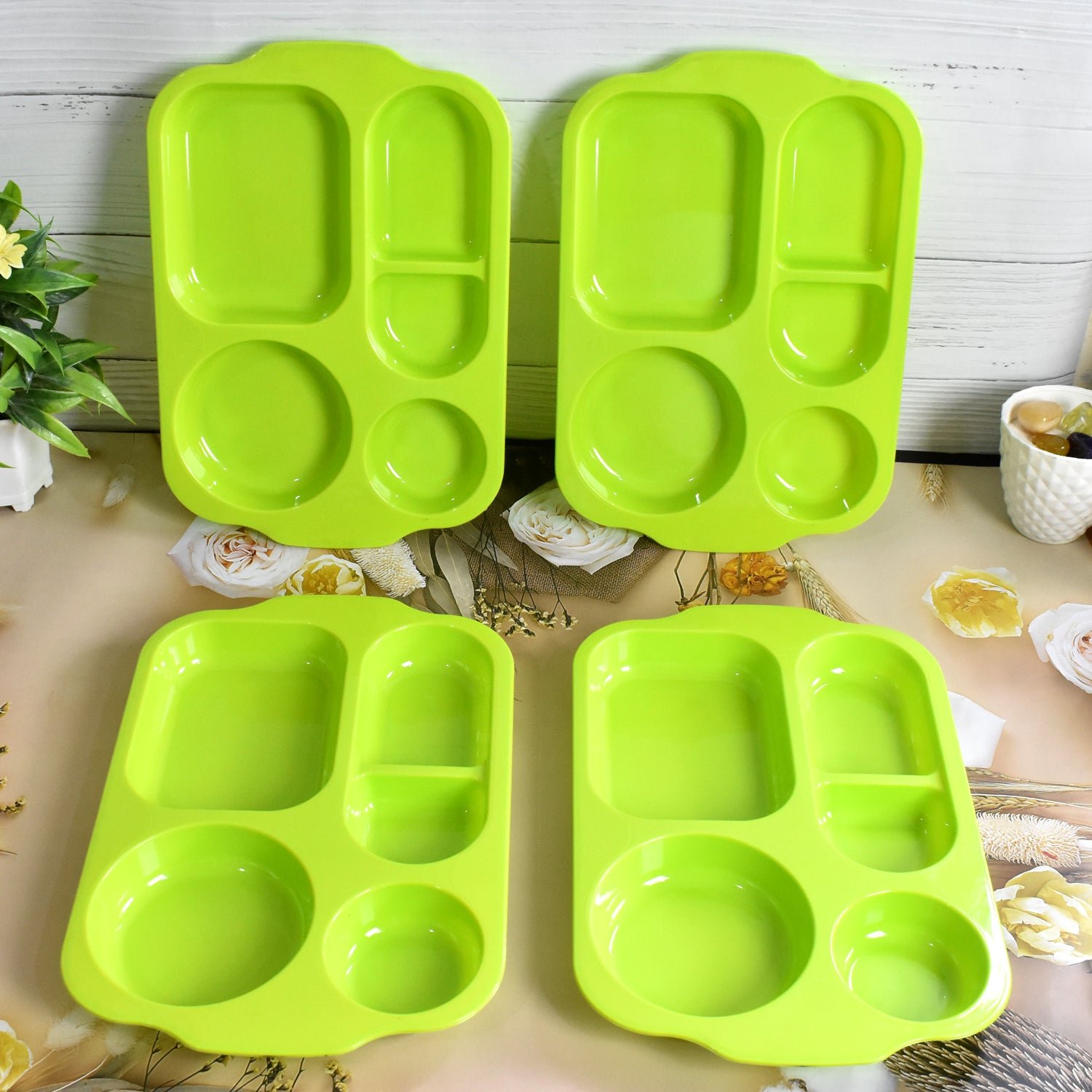 Unbreakable Plastic Food Plates / Biodegradable 5 Compartment Square Plate for Food - Image 4