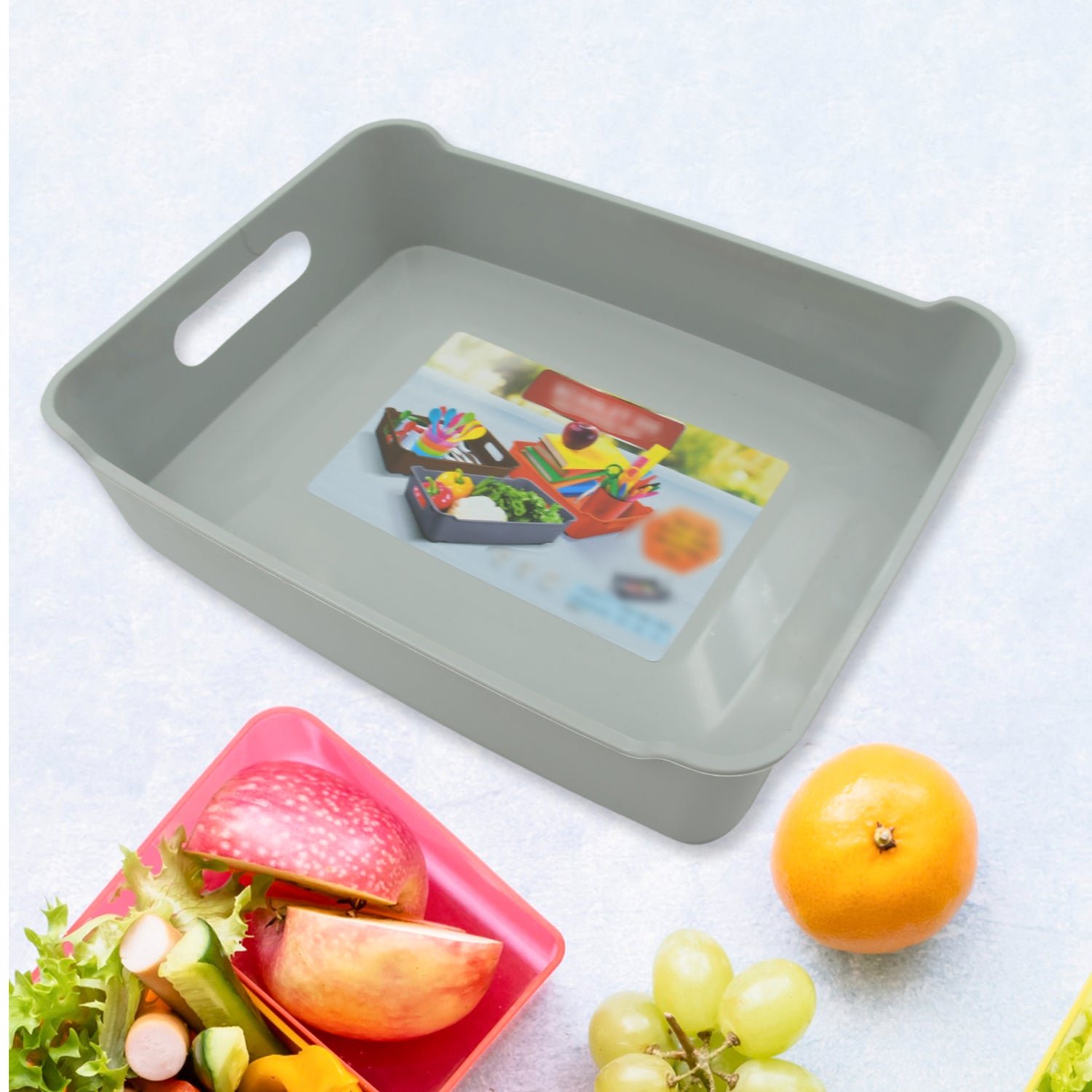 Multipurpose Organising & Storage Plastic Tray, Fruit & Vegetable/ Multi Purpose Tray, Organizer for Kitchen, Countertop, Cabinet, Bathroom Plastic Storage Basket For Store Fruits, Vegetables, Magazines, Cosmetics, Stationary Set of 3 - Image 3