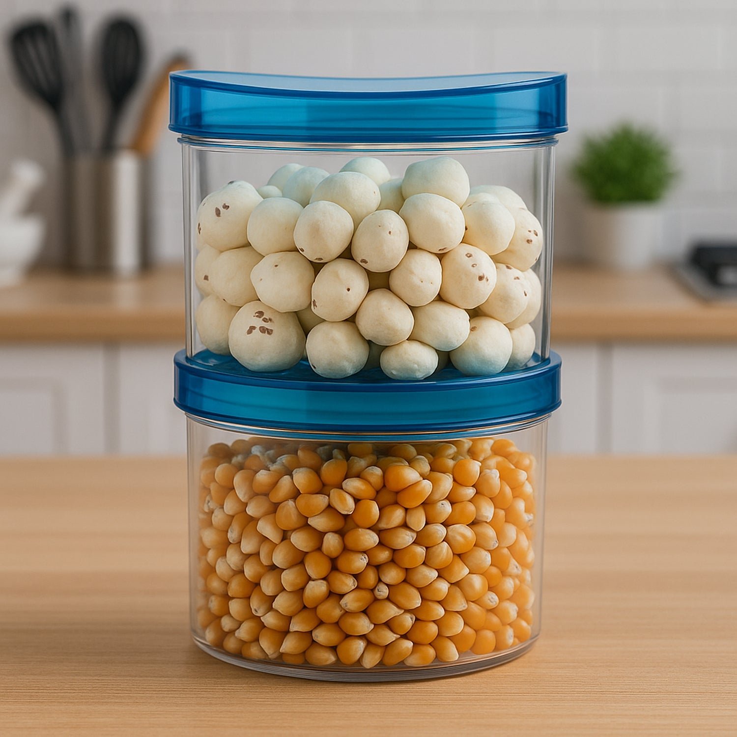 Air Tight & Unbreakable Kitchen Jar Set Food Storage Containers for Dry Fruits, Spices, Snacks, Pulses (2 Pcs Set) - Image 3