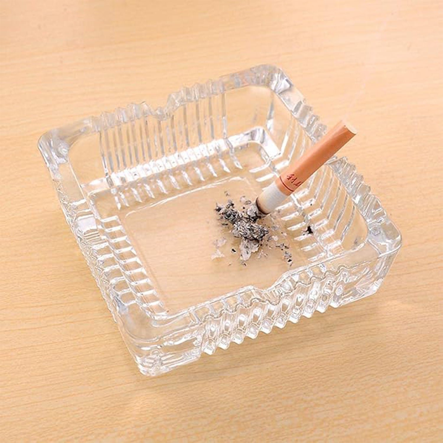 Square Glass Misti Crystal Quality Cigar Cigarette Ashtray Round Tabletop for Home Office Indoor Outdoor Home Decor - Image 3