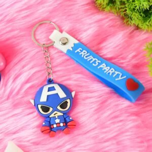 Cute Cartoon Silicone 3D Key Chain with Metal Hook & Strap (Pack of 1)