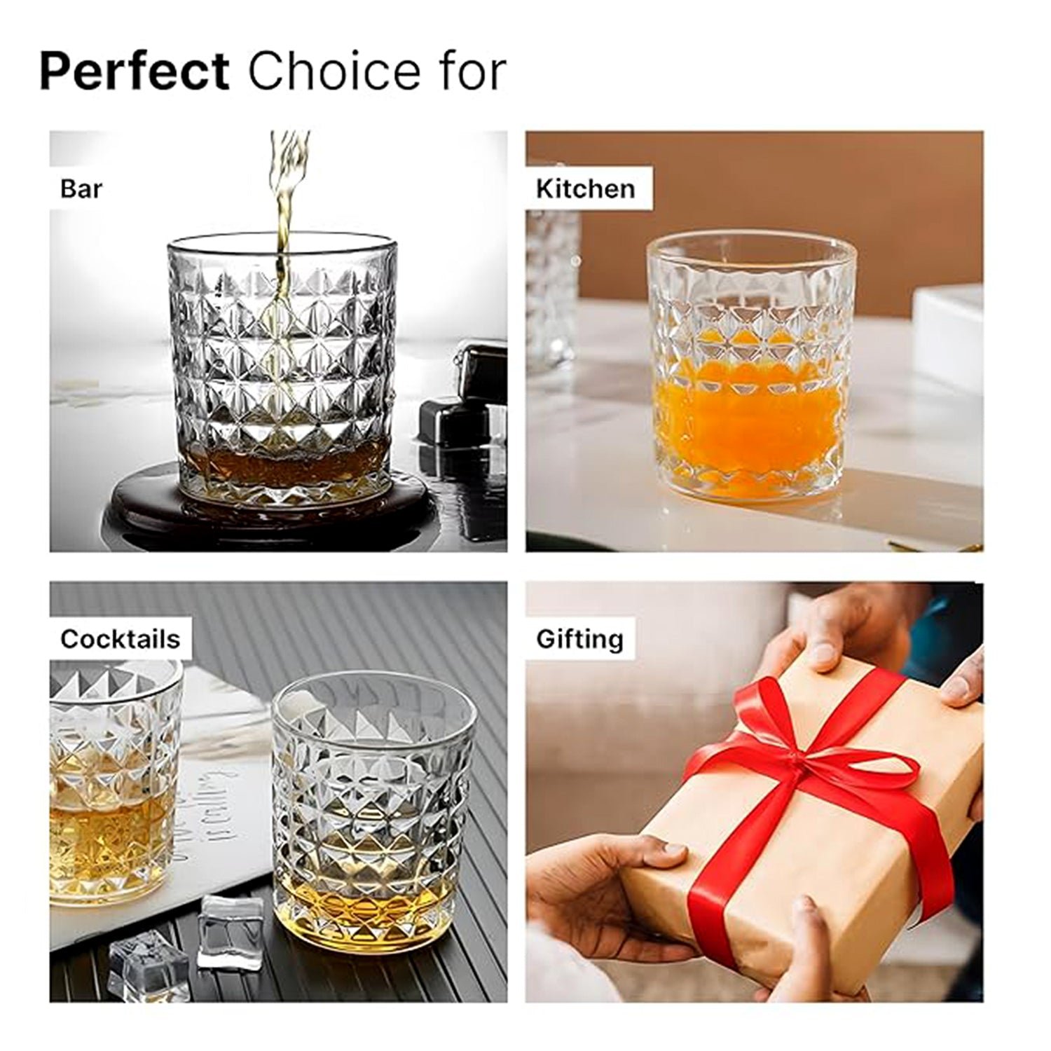 Premium Crystal-Style Glass Tumbler Set (6 Pc / 210 ML) - Image 6