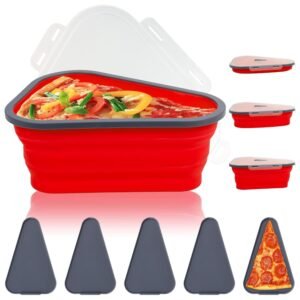 Reusable Expandable Pizza Storage Container with 5 Microwavable Trays – Adjustable for Home & Outdoor Use