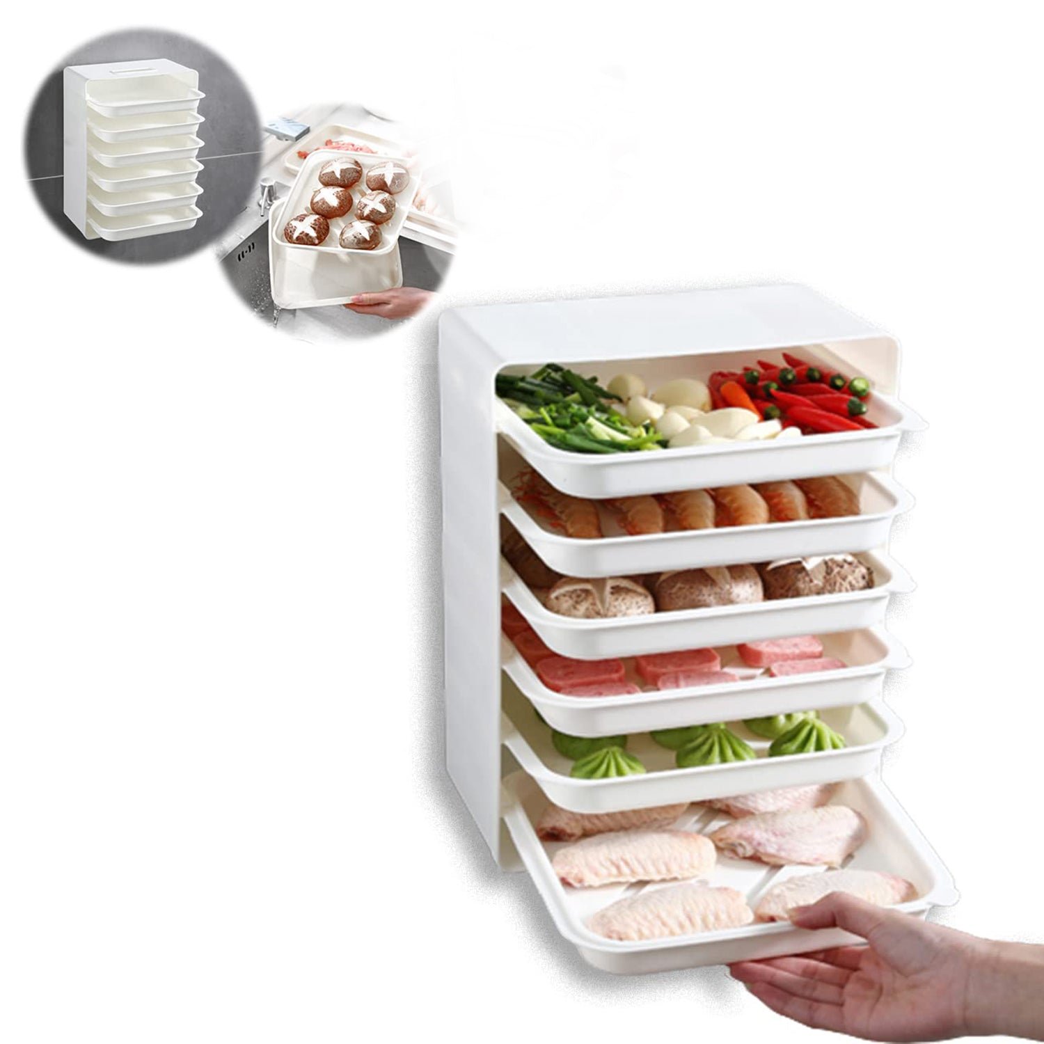 Plastic 6 Layer Wall-Mounted Food Organizer Rack (1 Set) - Image 8