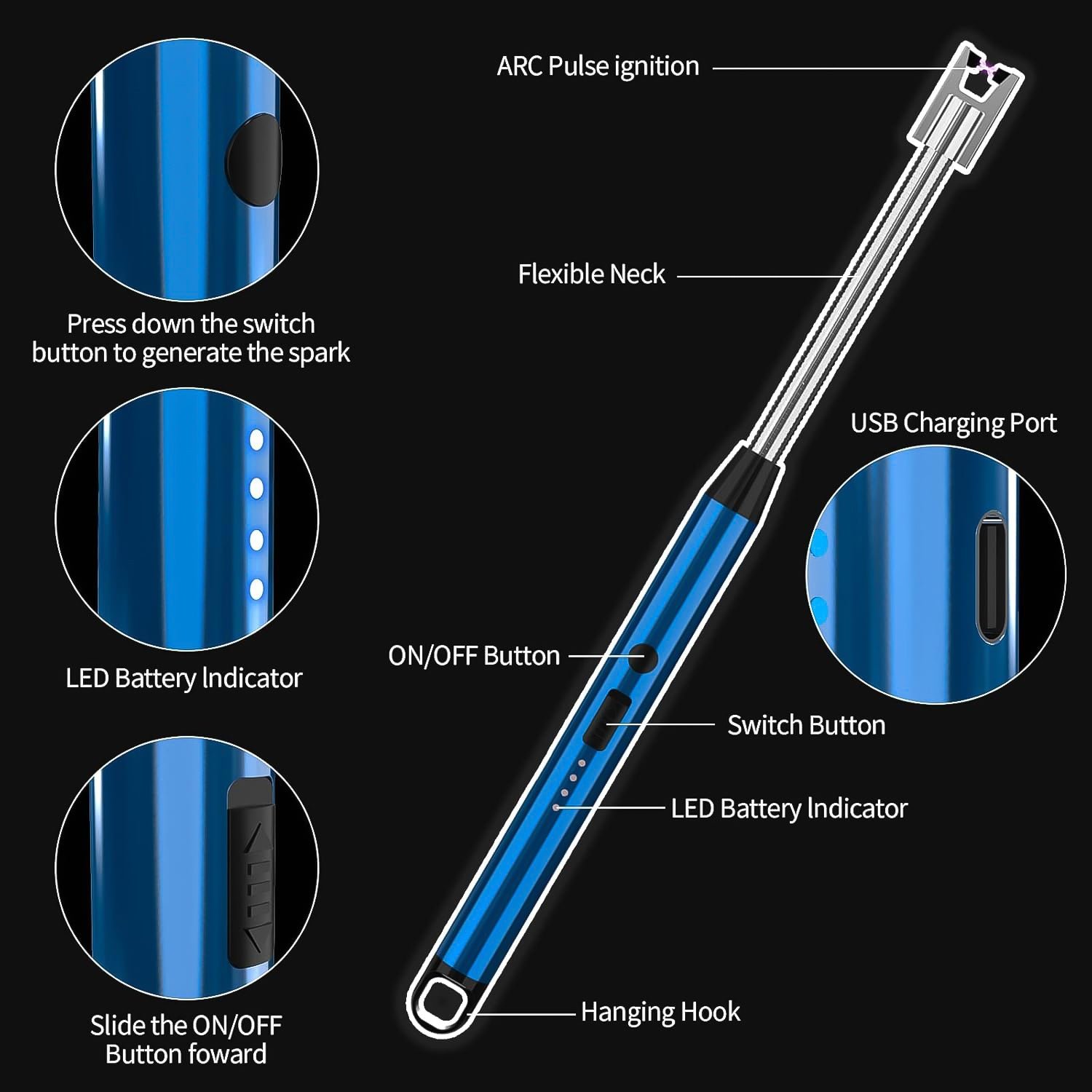 Electronic Smoking Plasma Lighters for Multipurpose Like Candles Grill BBQ (1 Pc / Mix Color) - Image 8