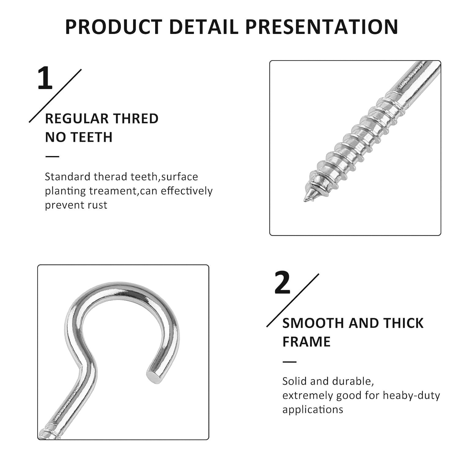 Eye Hooks Screw in Heavy Duty, Stainless Steel Eye Bolts Screw (7 Pc Set) - Image 6