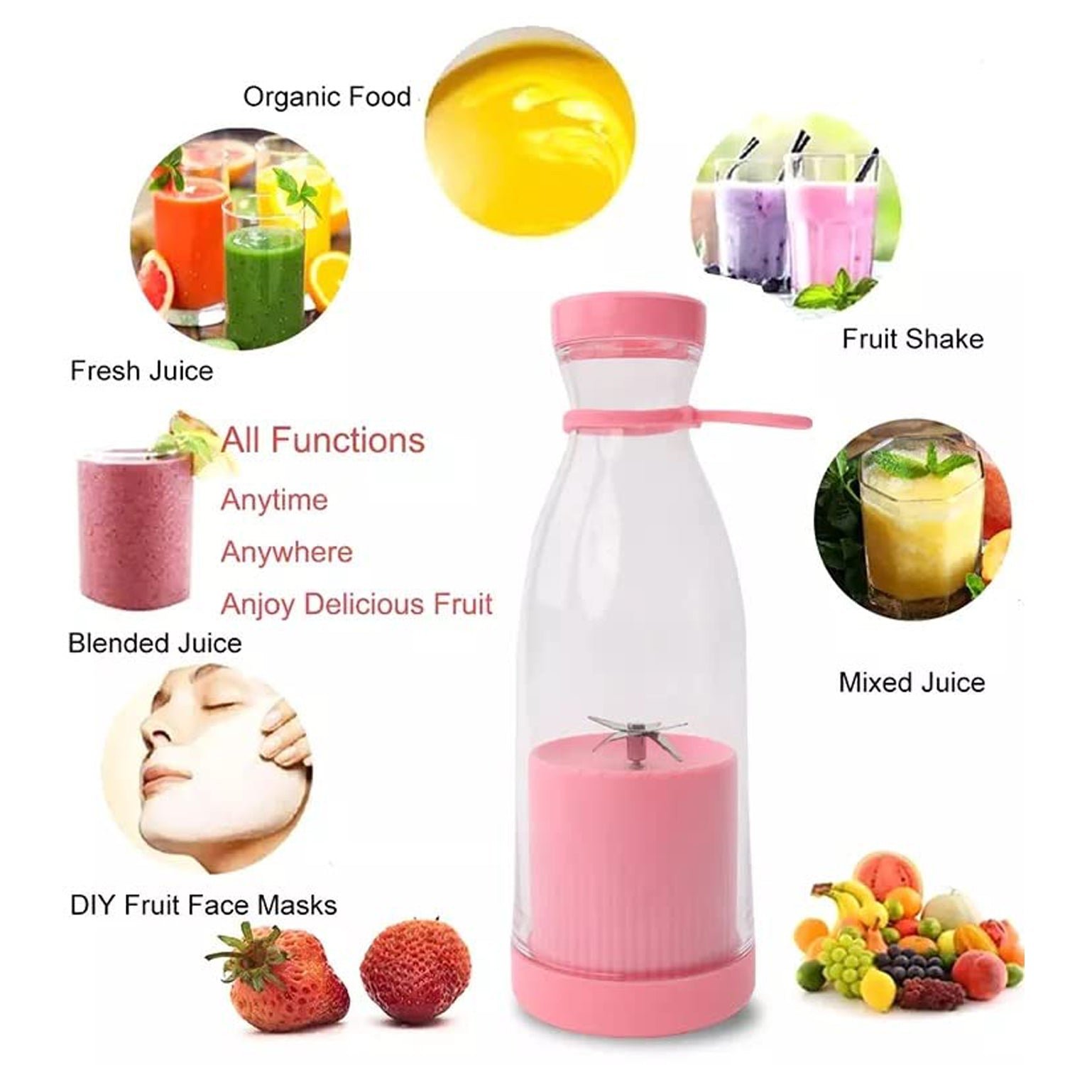 BLENDER PORTABLE JUICER FOR SMOOTHIE 420 ML Multicolour - Image 3