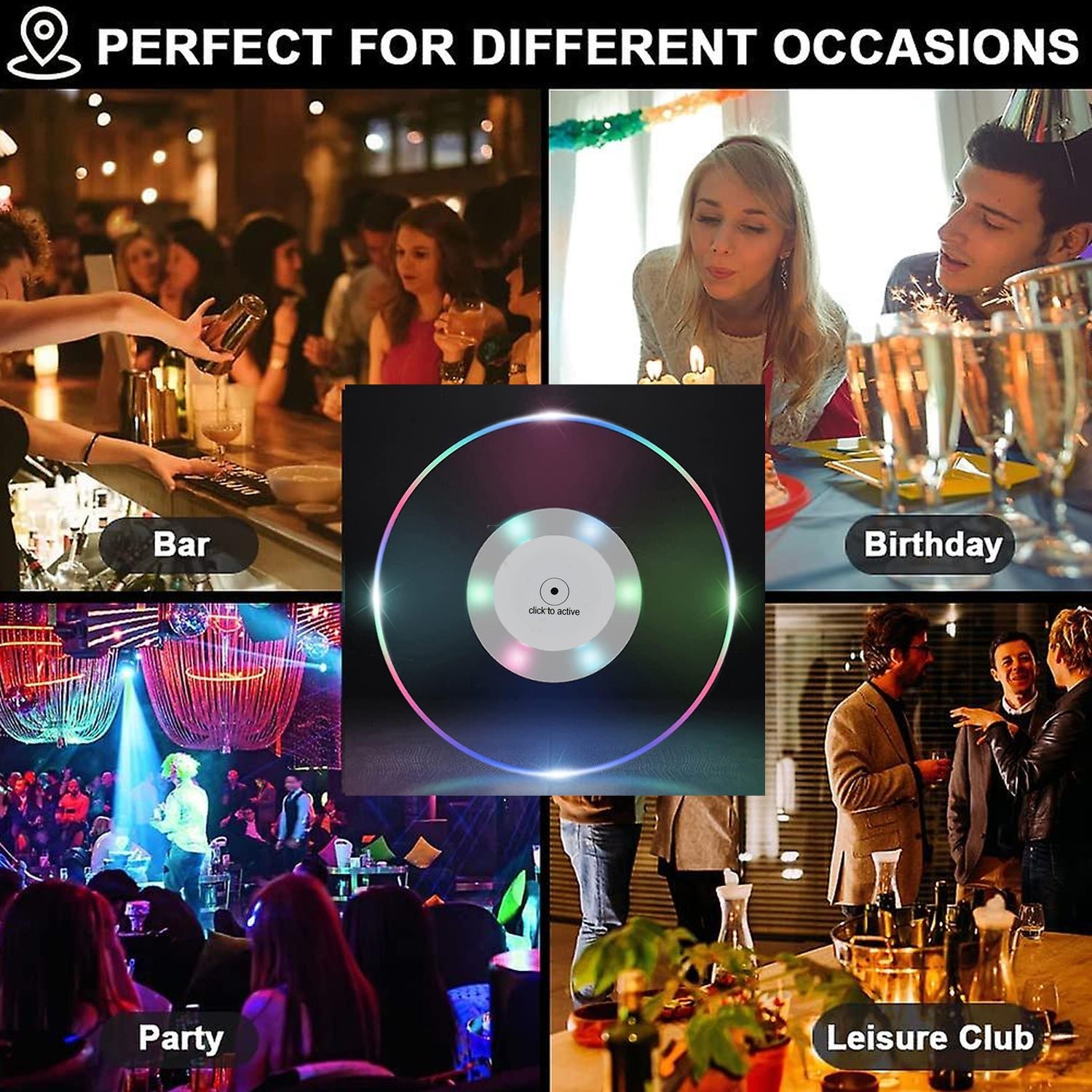 Colorful LED Cocktail Coaster, Round Ultra-Thin LED Drink Coaster (1 Pc) - Image 13