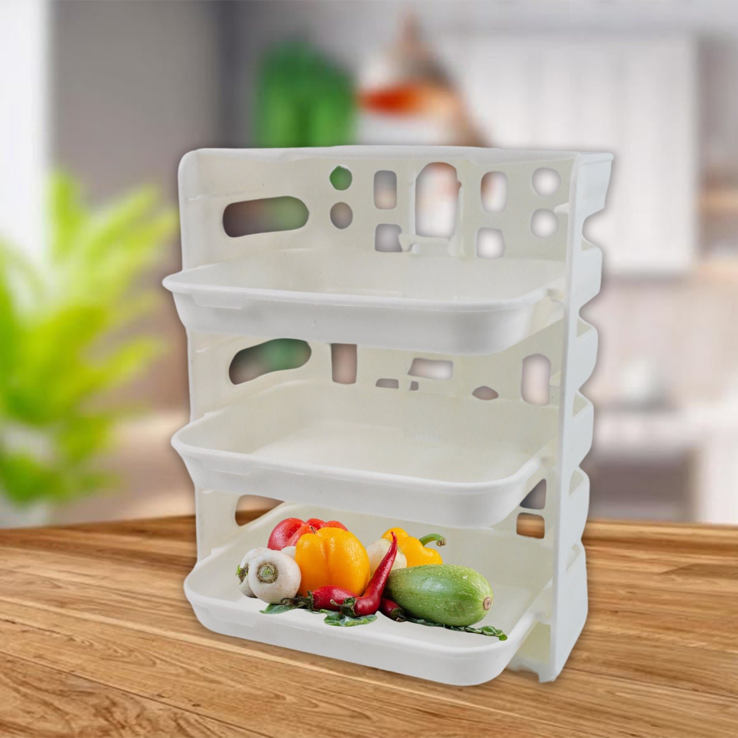Plastic 3 Layer Wall-Mounted Food Organizer Rack (1 Set) - Image 6