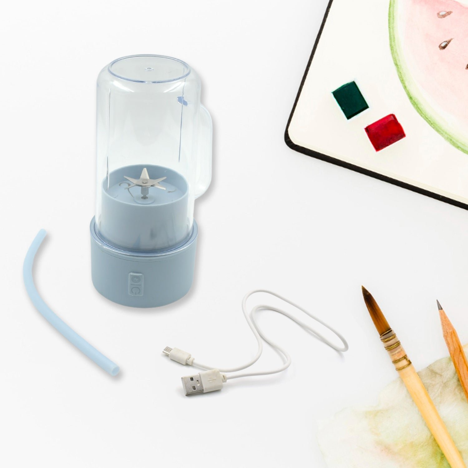 2 In1 Portable Crusher Juicer With Handle & Straw for Smoothie Sipper USB Rechargeable (340 ml) 6 Stainless Steel Blades Compact Juicer Mixer, Juicer Portable Fresh Juice Blender Portable Electric Juicer ( 340 ML ) - Image 7