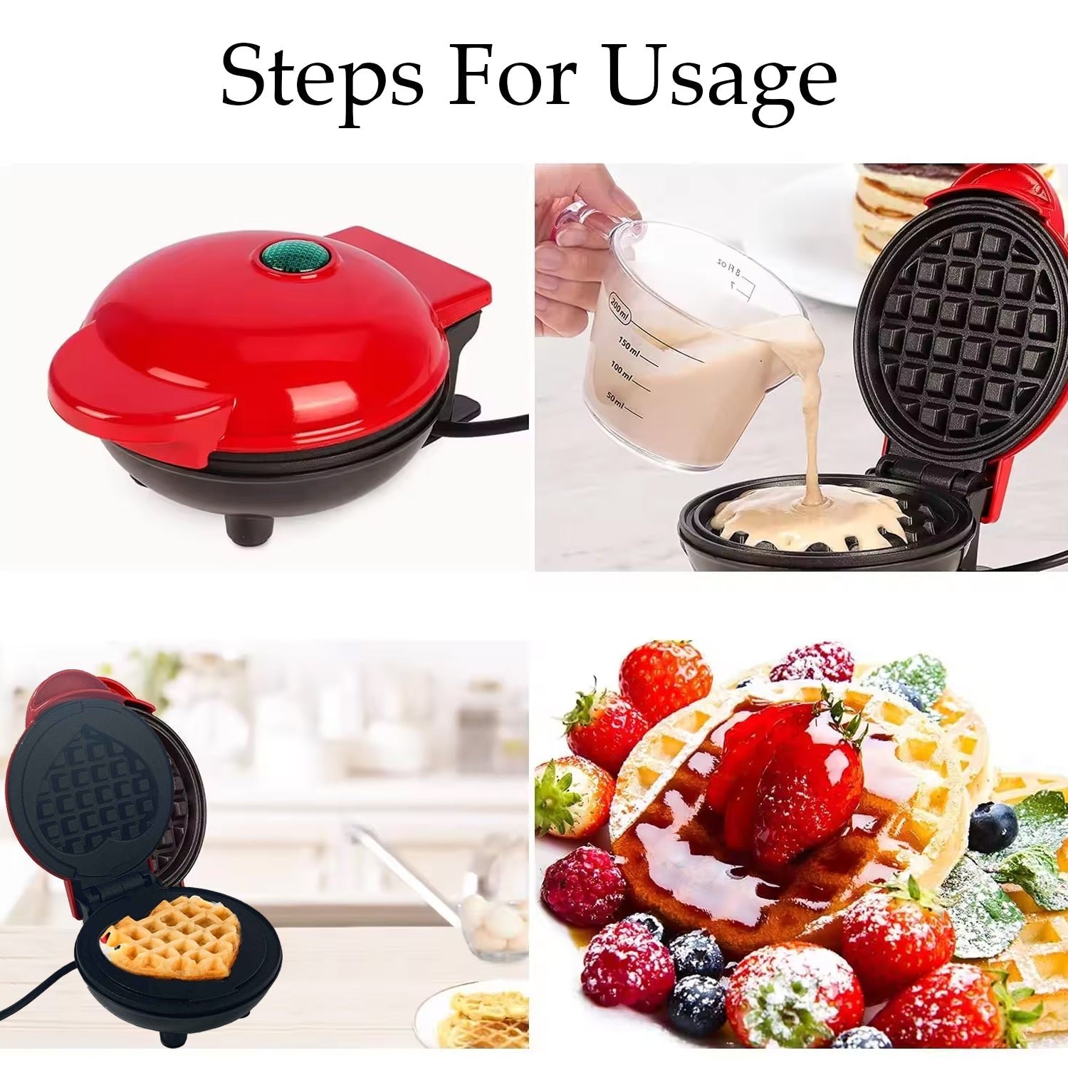 Mini Waffle Maker Machine Waffle Iron Home Appliances Kitchen Gift Easy To Clean, On-Stick Surfaces, Perfect Breakfast, Dessert, Sandwich, Cakes, Other Snacks Machine - Image 6
