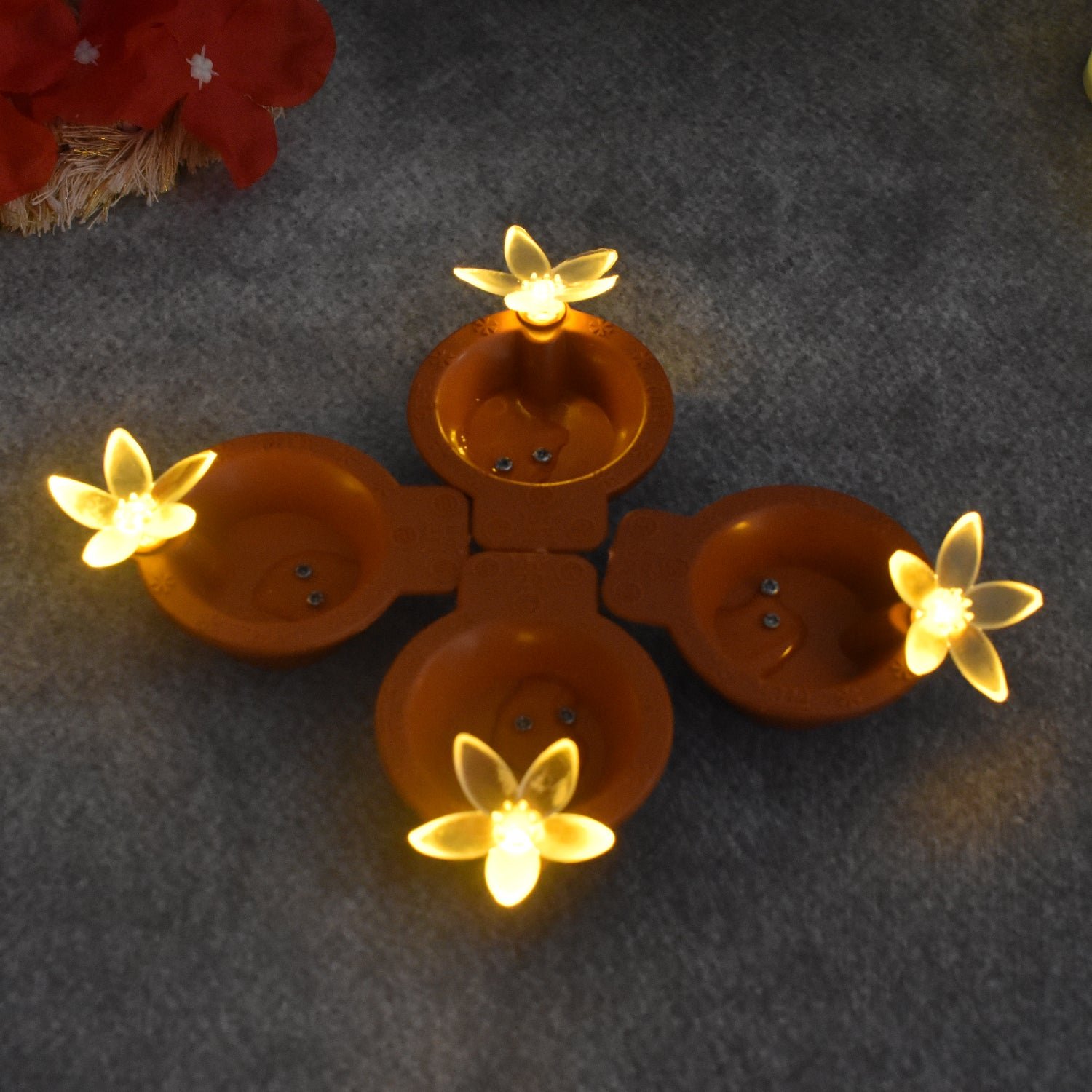 Flower Water Sensor Diyas for Diwali Decoration (6 Pcs Set) - Image 7