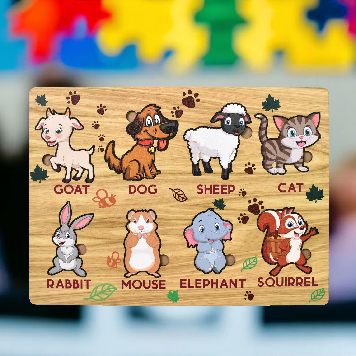 Wooden Animal Puzzle Learning Educational Board (1 Set / 28×20 Cm) - Image 8