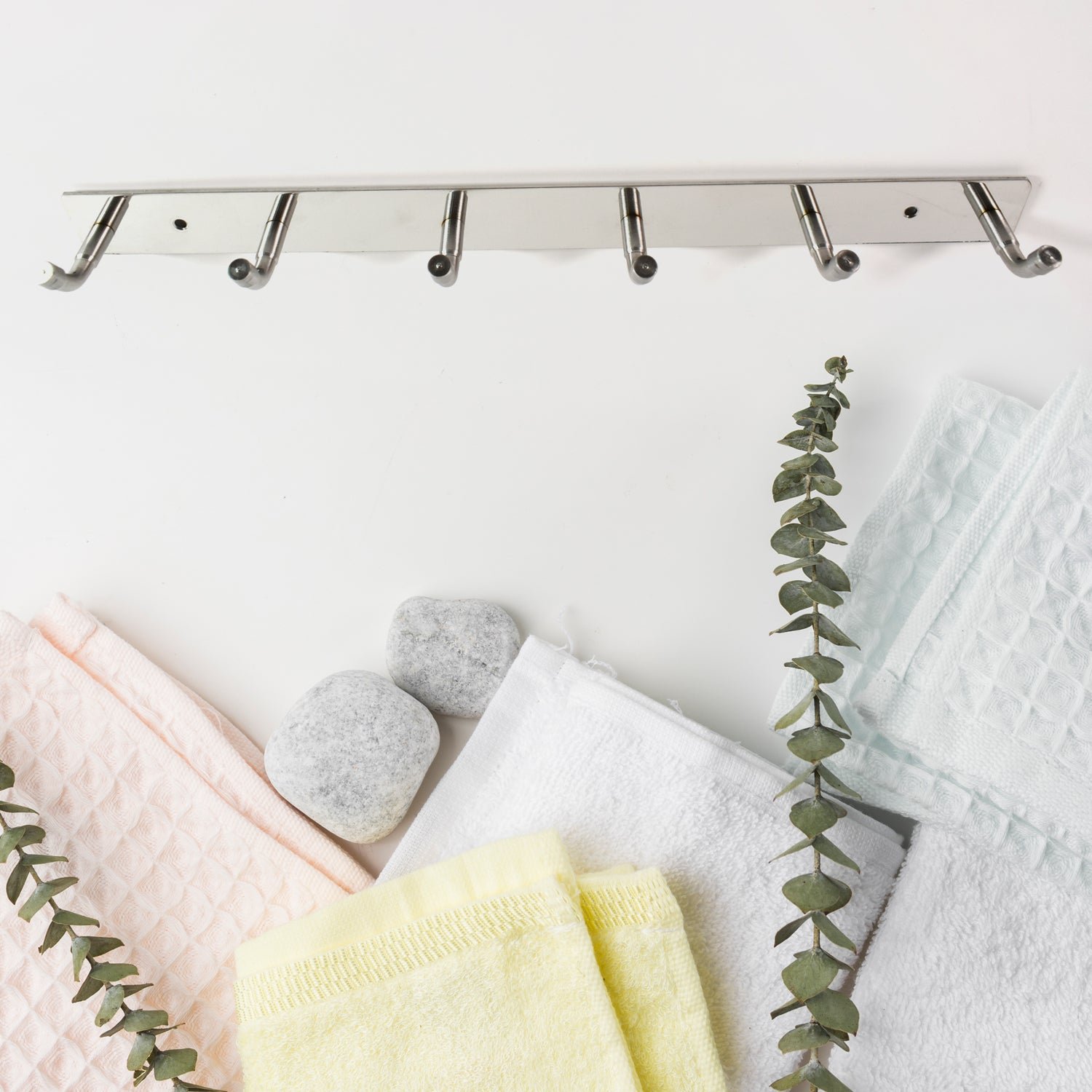Stainless Steel Wall Mounted Coat 6 Hook Rack (32x3 / 1Pc) - Image 4