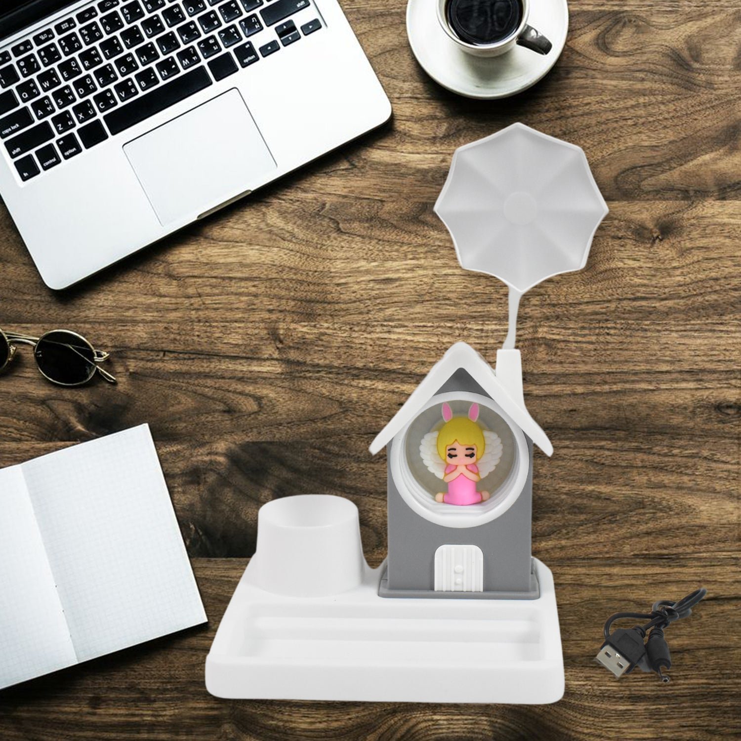 Cute Lovely Cartoon & Home Design With Plastic Base LED Desk Light, Multi Color Changes (1 Pc) - Image 6