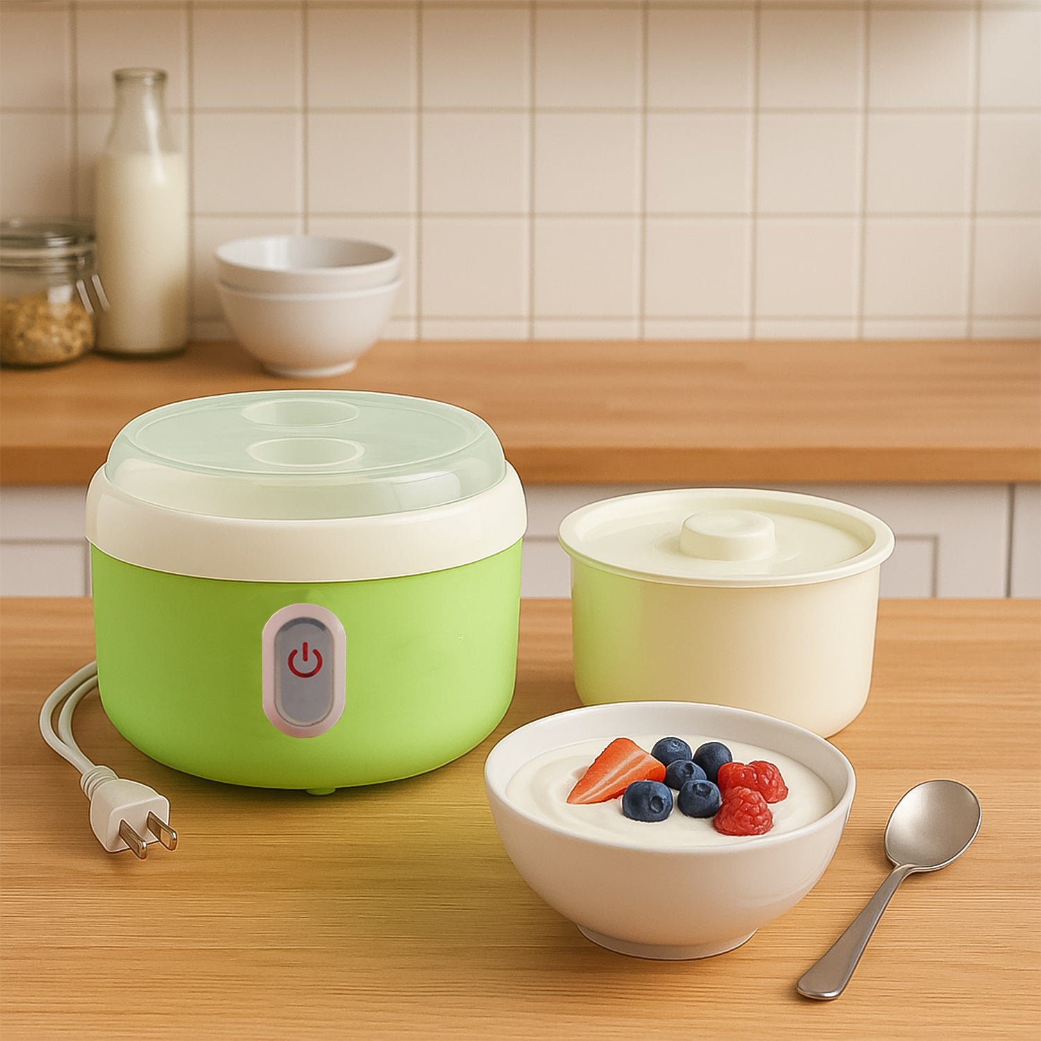 Green Electric Yogurt Maker used in all kinds of household and kitchen places for making yoghurt. - Image 4