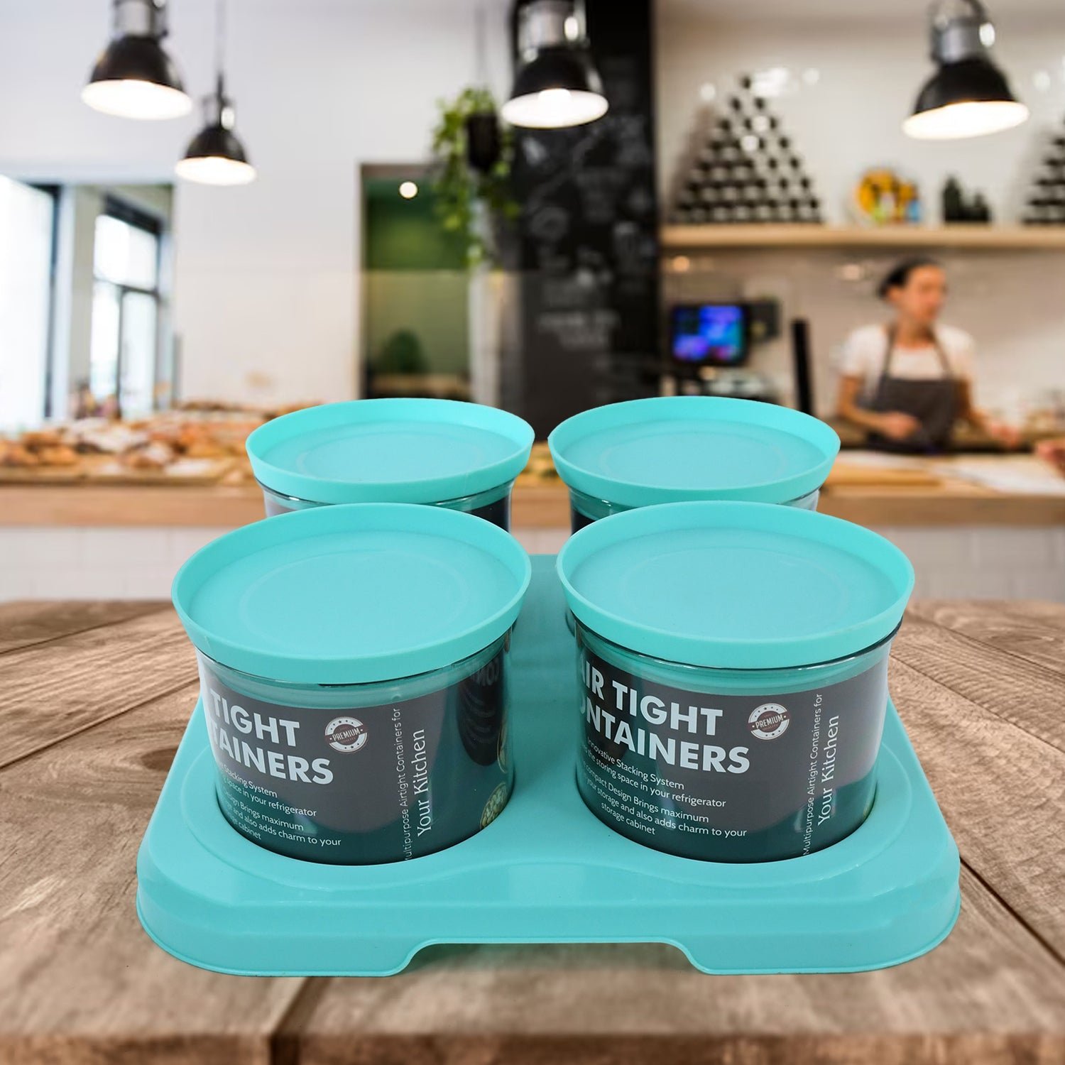 Airtight Container Jar 4 Pc Set With Stylish Tray for Kitchen Unbreakable Jar Set for Multipurpose Storage ( Mukhwas Dani ) - Image 6