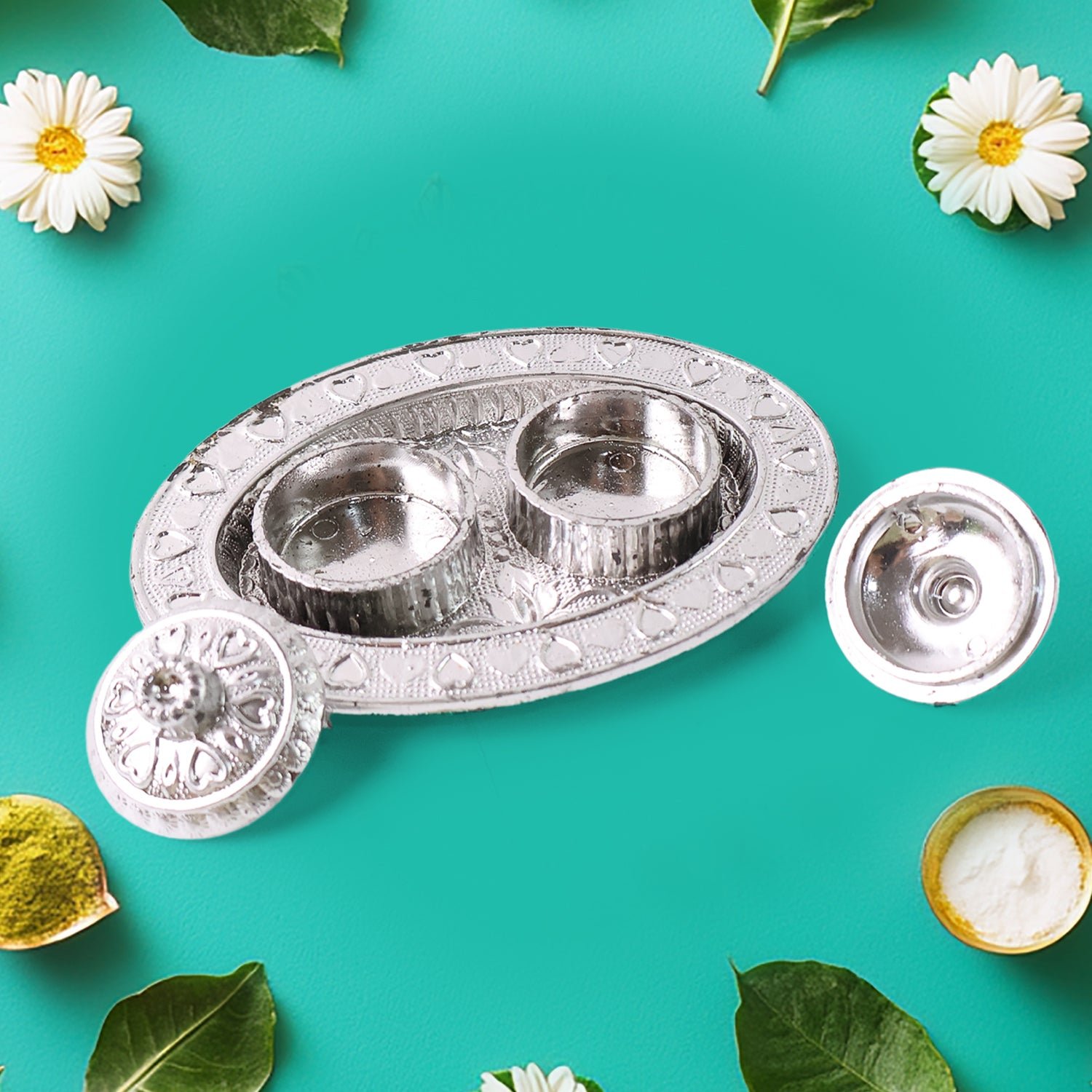 Oval Shape Special Puja Thali (1 Pc / Mix Design) - Image 6