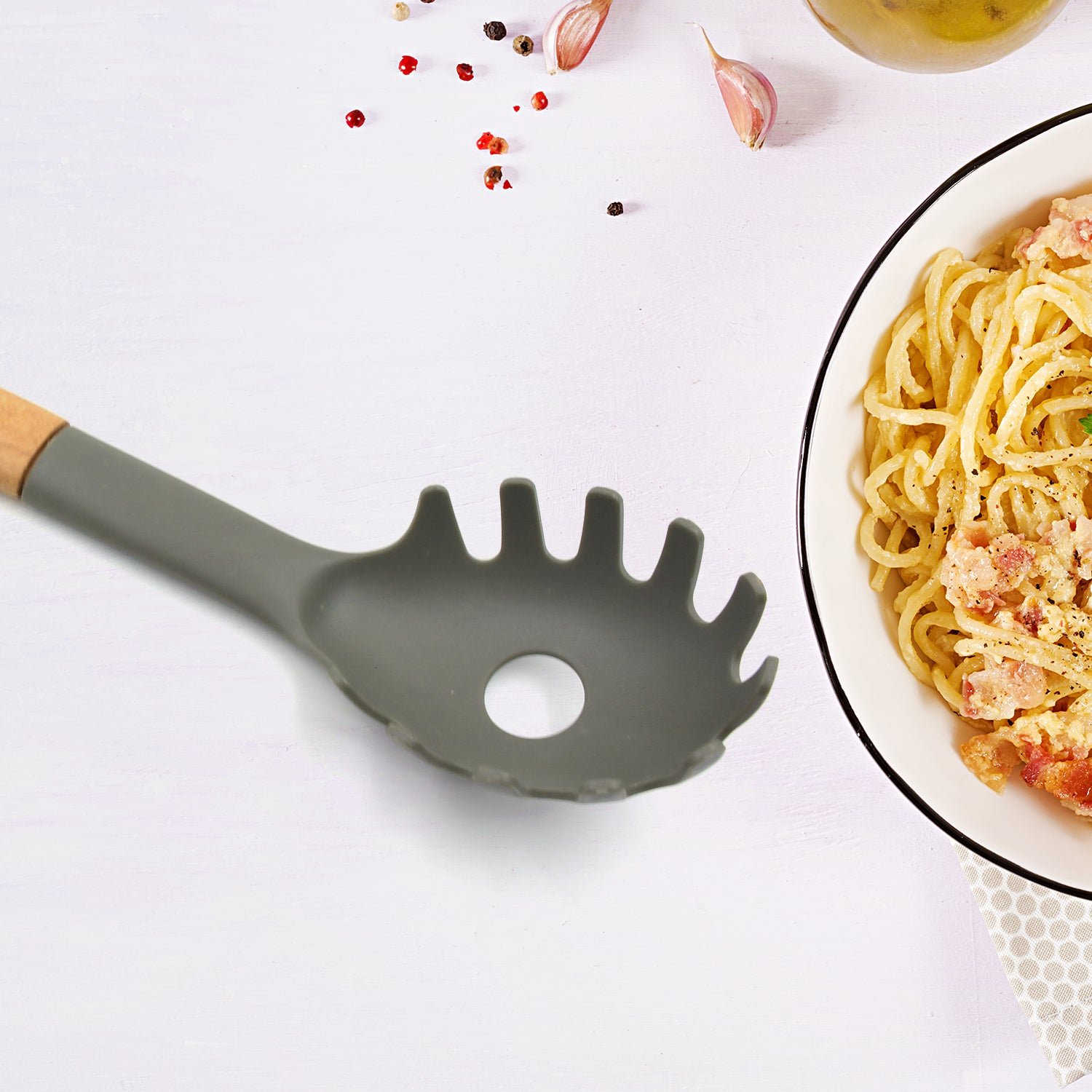 Plastic Kitchen Accessories Whisk , Pasta Spoon & Soup Spoon Heat Resistant Non Stick Spoons Kitchen Cookware Items (1 Pc ) - Image 4