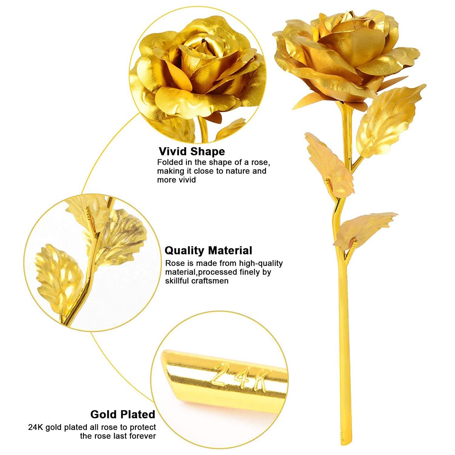 Luxury Decorative Gold Plated Artificial Golden Rose with Premium Box - Image 6