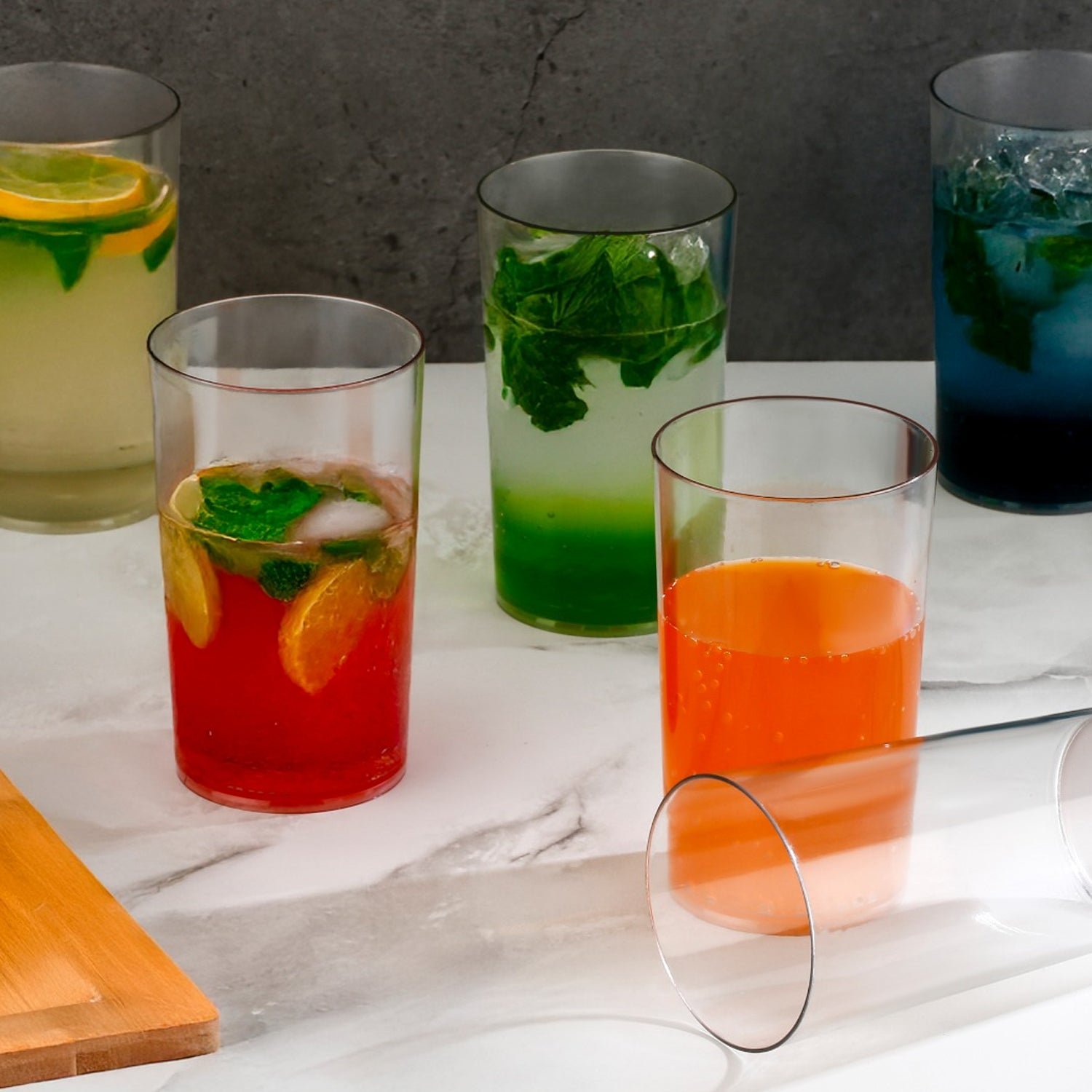 Round Clear Plastic Water Glass Juice Beer Wine Plastic Unbreakable Transparent Glass Set ( 300ml 6pc ) - Image 3