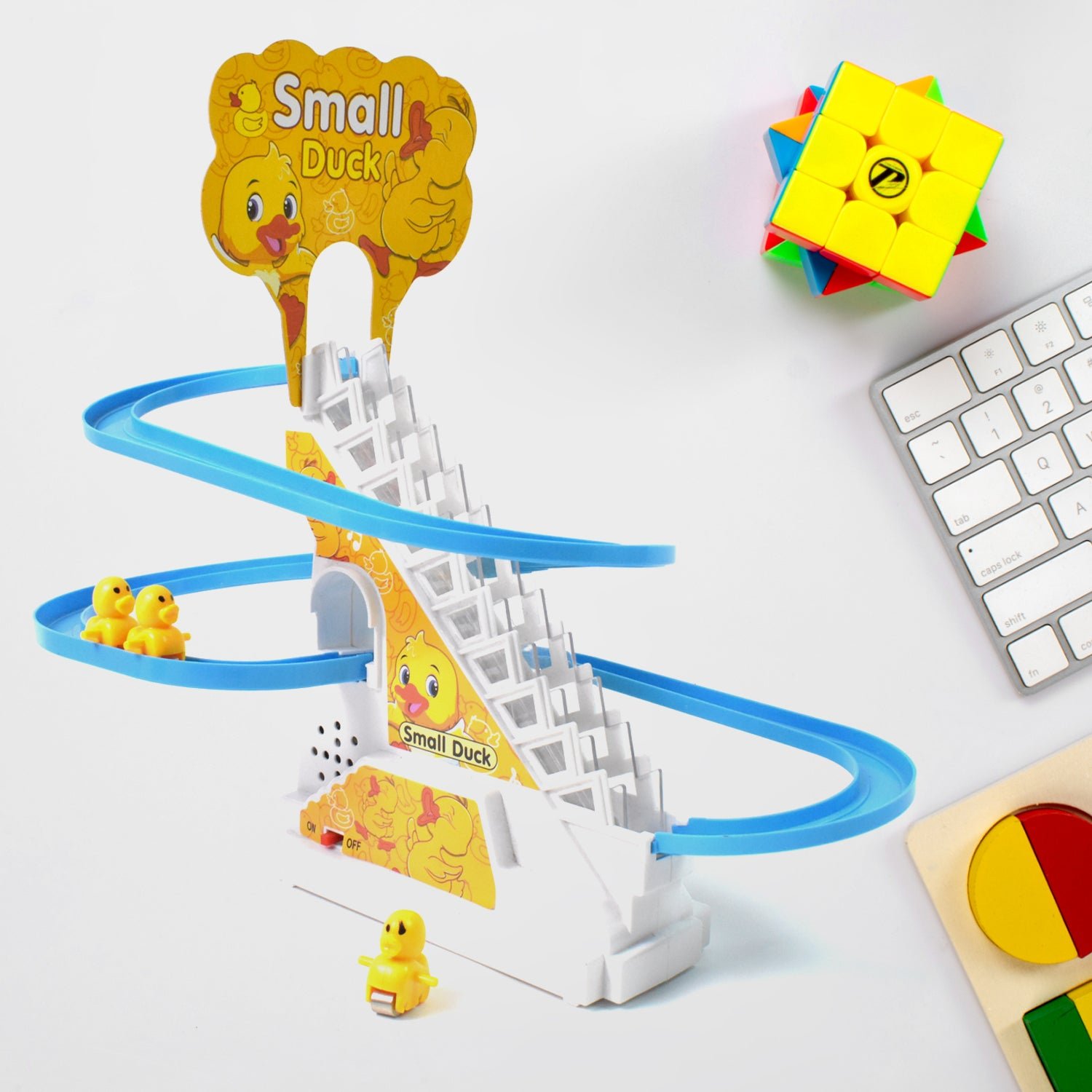 Duck Climb Stairs Toy Roller Coaster with Flashing Lights & Music (3 Ducks) - Image 7