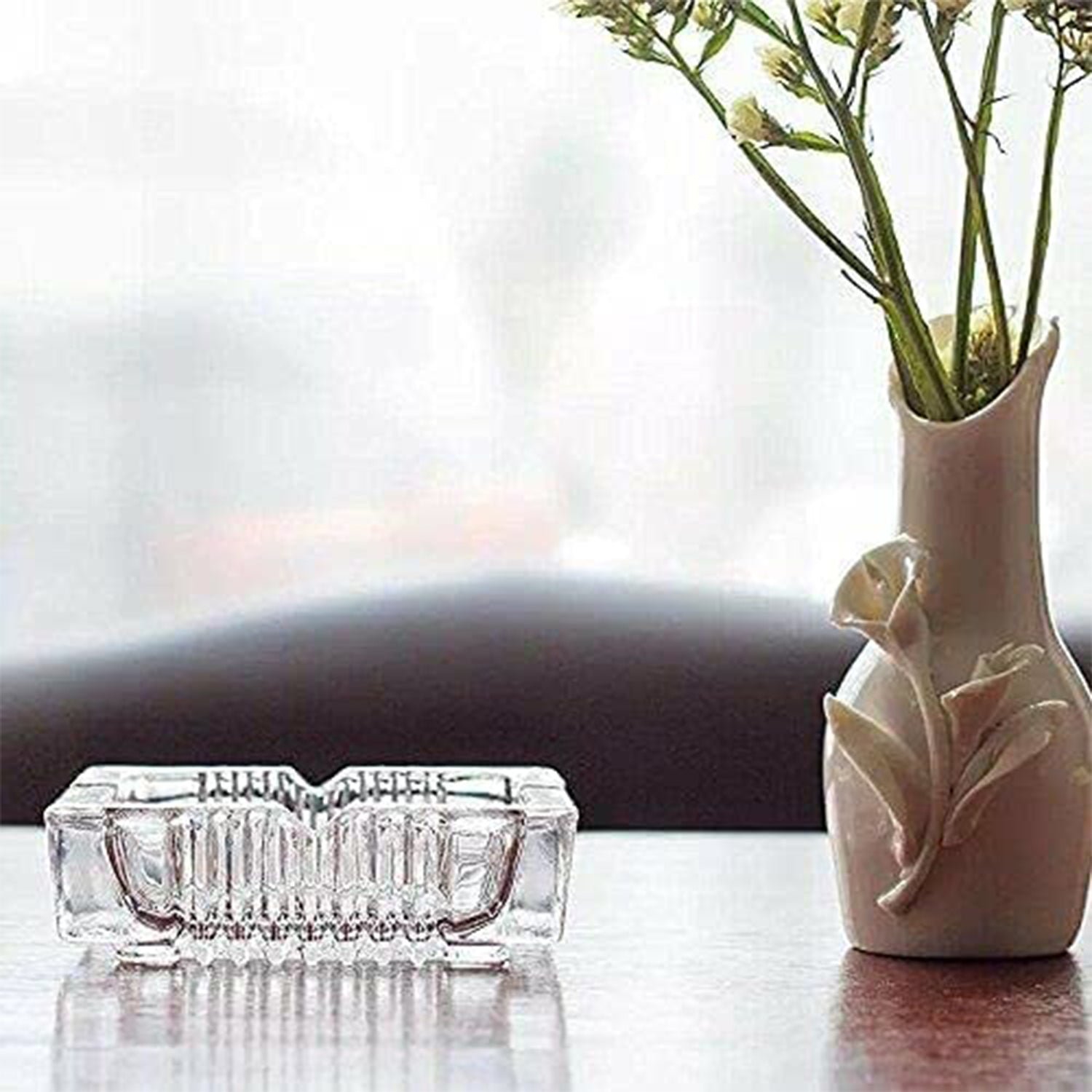 Square Glass Misti Crystal Quality Cigar Cigarette Ashtray Round Tabletop for Home Office Indoor Outdoor Home Decor - Image 6