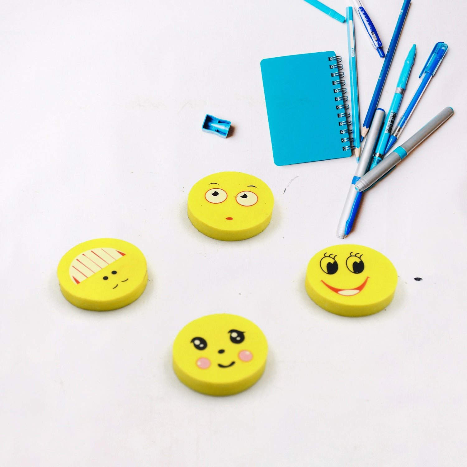 Cute Smile Emoji Eraser Set – Perfect for Kids (4pc Set) - Image 4