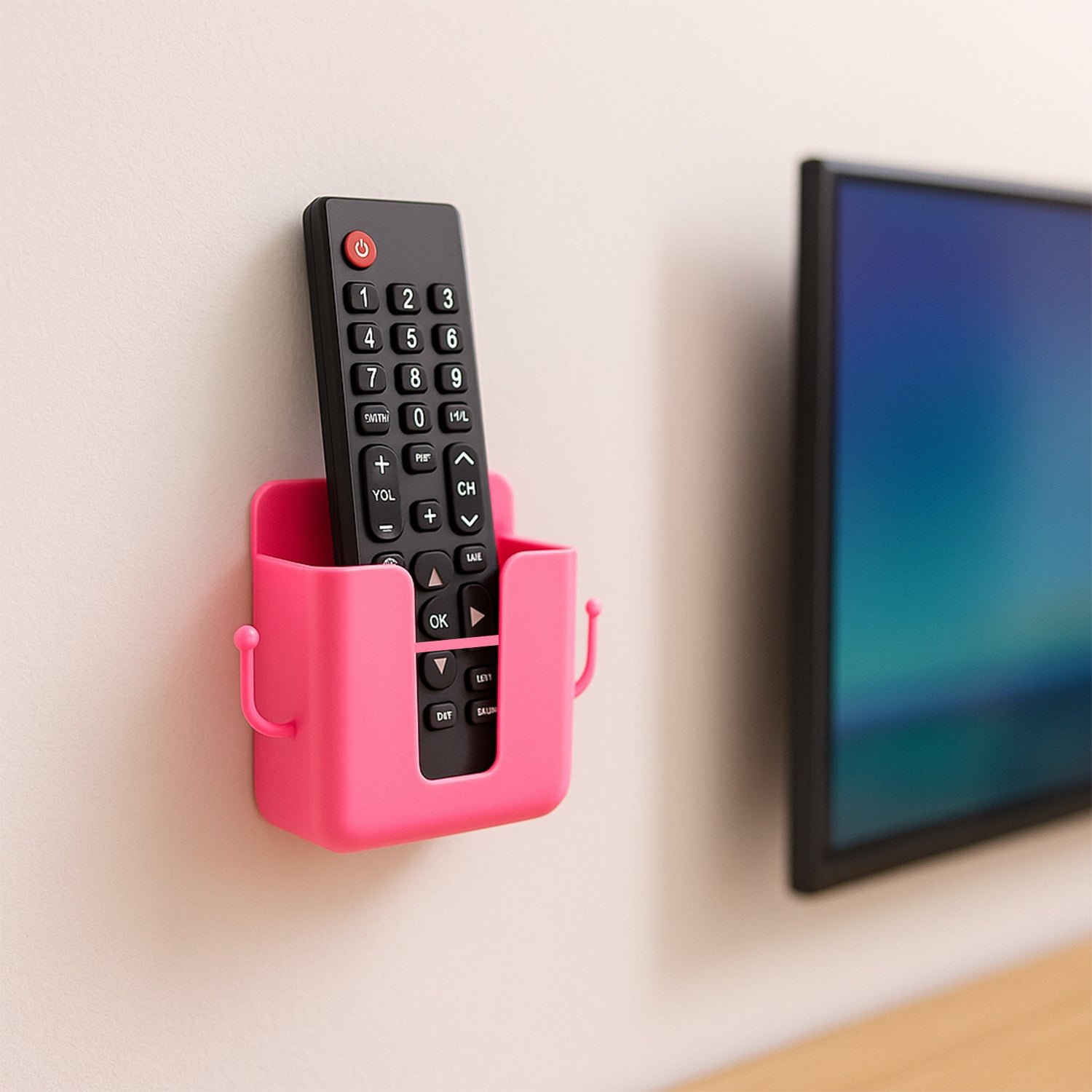 Wall Mounted Storage Box / Remote Storage Organizer Case with 2 Side Hanging Hooks (4 Pcs Set) - Image 3