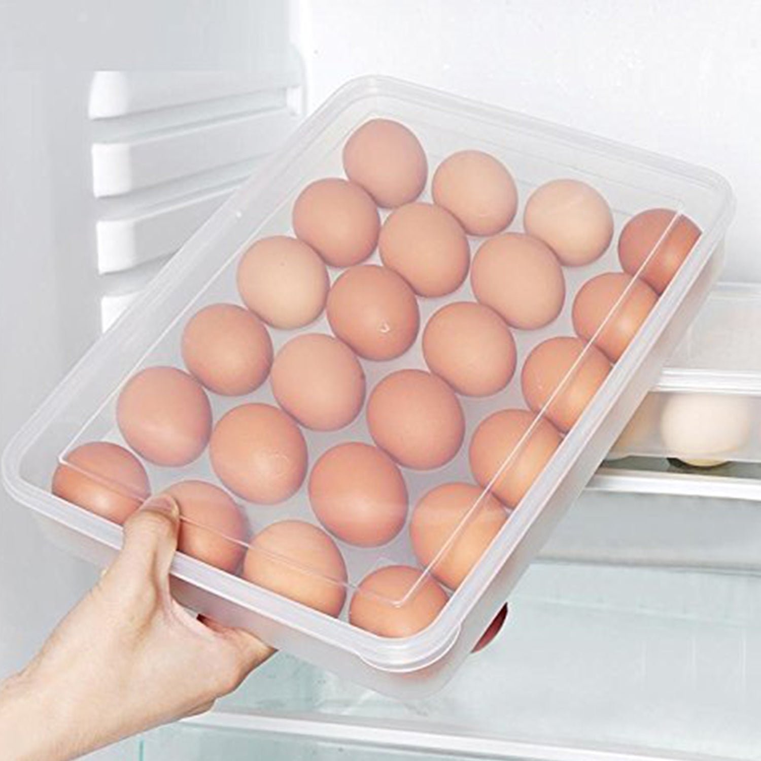 Plastic Egg 24 Grid Storage Container Holder for Refrigerator Egg Tray Holds 24 Eggs (1 Pc) - Image 3