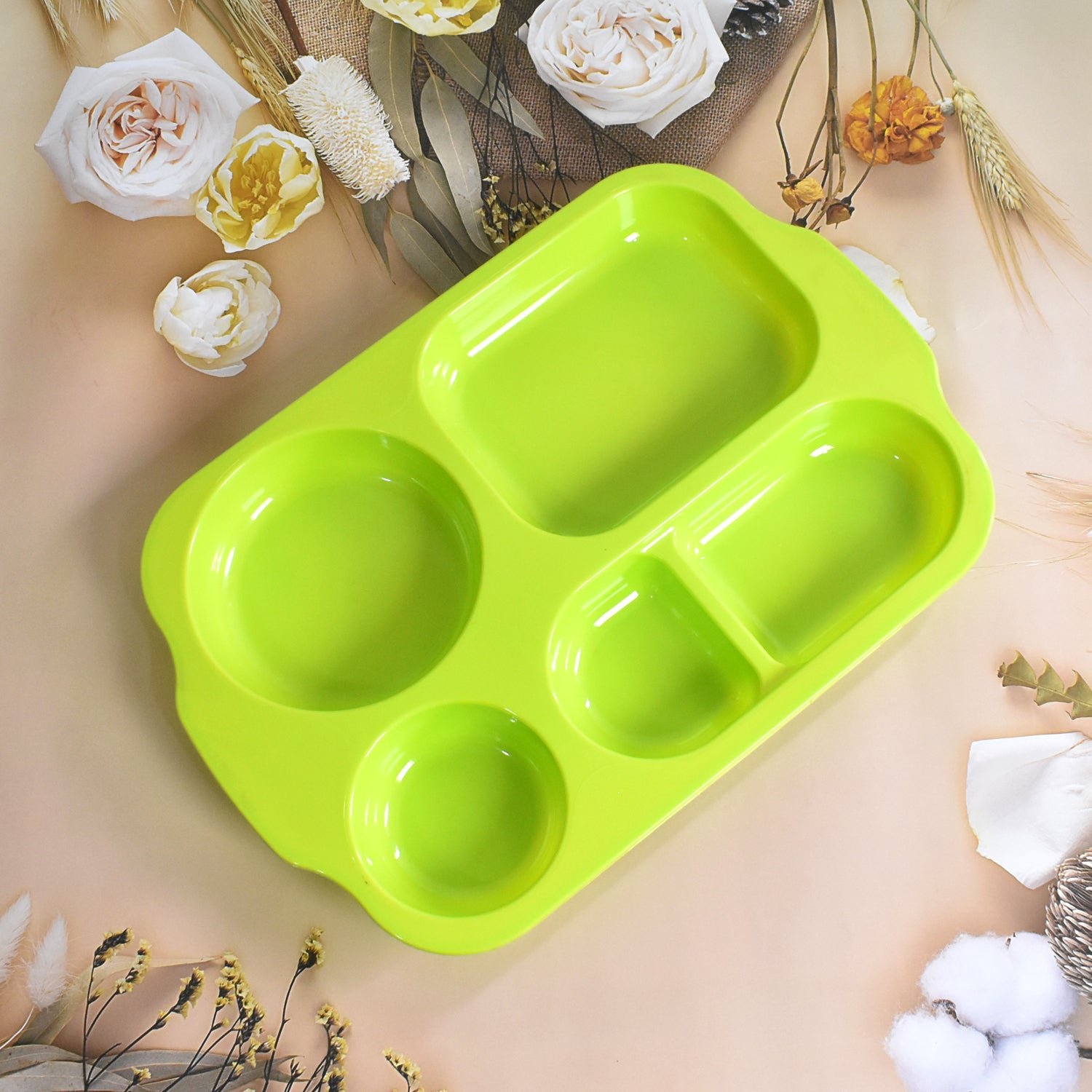 Unbreakable Plastic Food Plates / Biodegradable 5 Compartment Square Plate for Food - Image 7