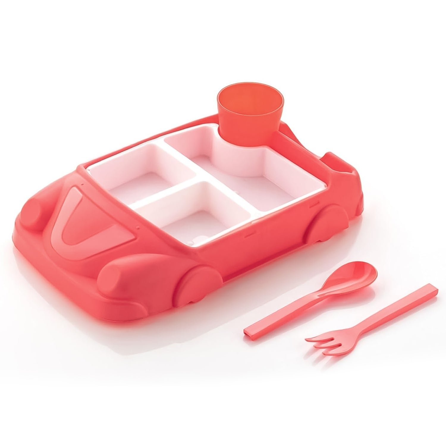 Kid's Car Shaped Plates Cup / Lunch Box Dinnerware Set (4 Pcs Set / 1000 ML Lunch Box) - Image 10