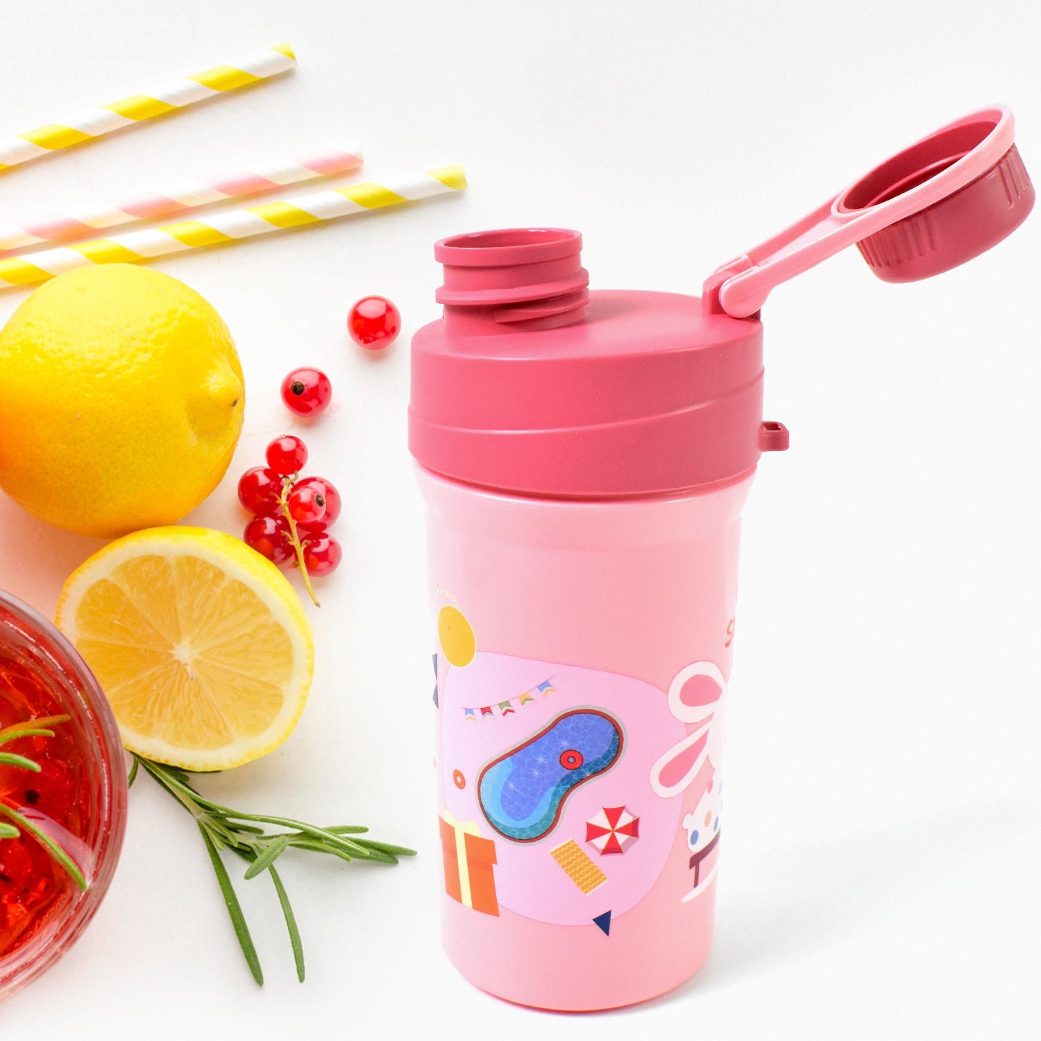 Plastic Lunch Box Leak Proof 2 Compartment with Bottle and Fork (1 Set / Mix Color) - Image 6