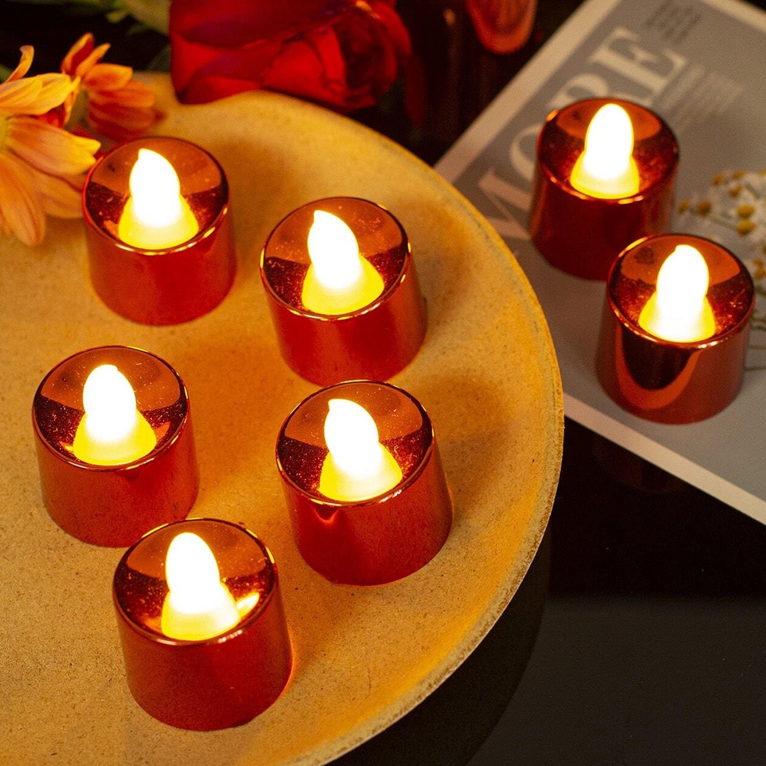 Electrical Candles Diya LED Tea Light, Plastic Candle Light Candle Candle, Diwali (24 Pc Set) - Image 3
