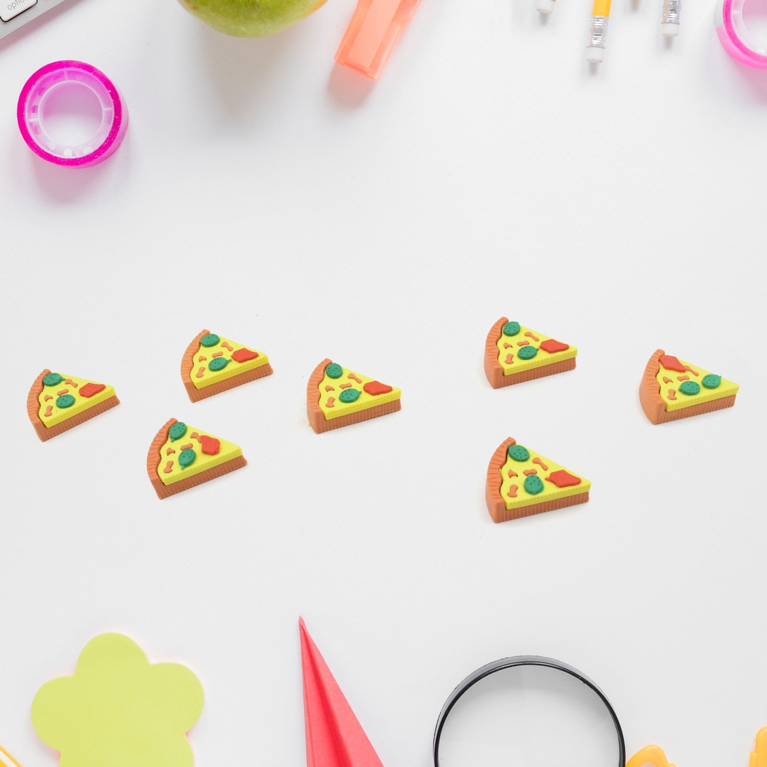 3D Pizza Slices Eraser Set – Fancy & Colorful Stationery for Kids & Gifts (7 slice) - Image 5