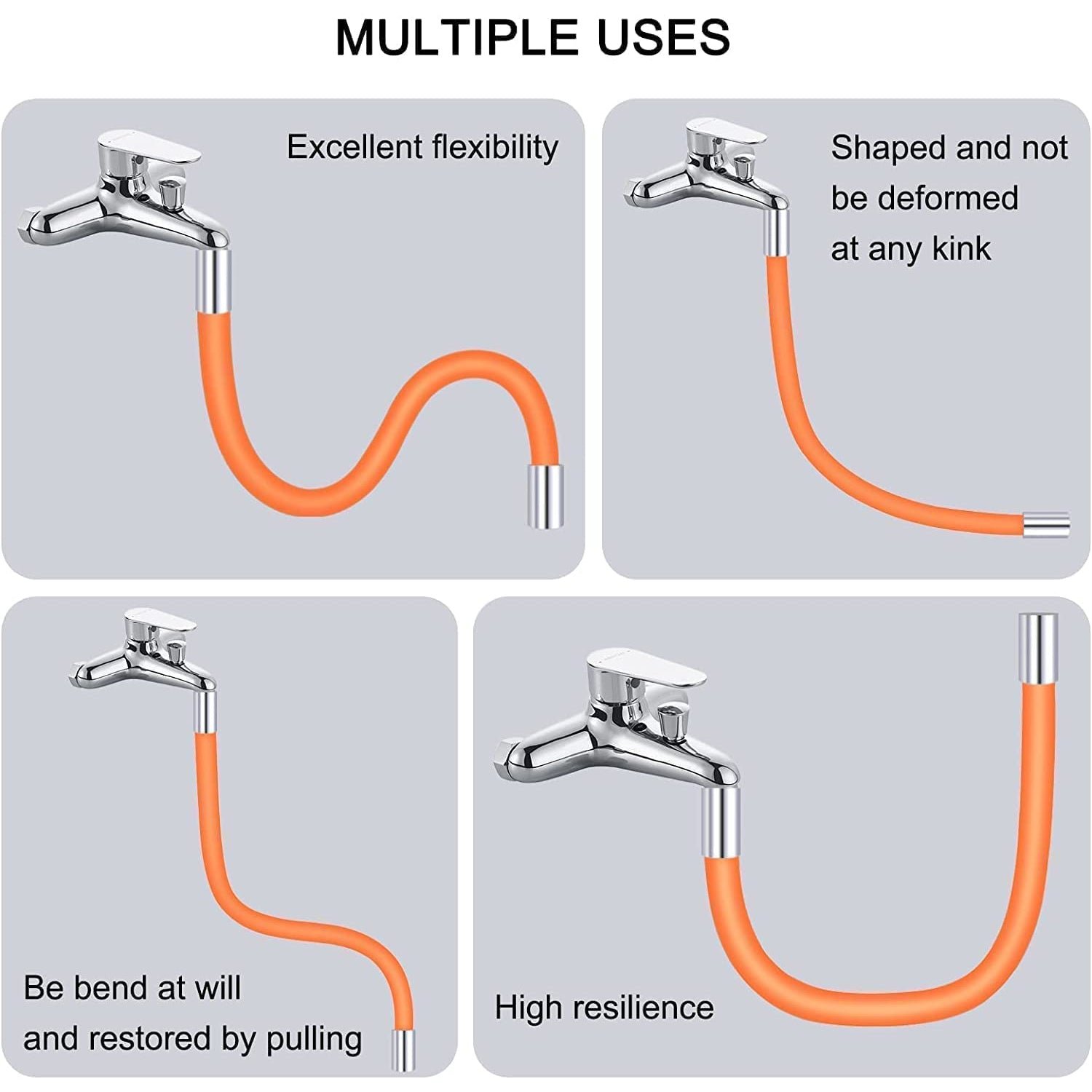 Flexible Water Tap Extender, 360° Bending Faucet Extension Tube with Connector (18cm) - Image 7
