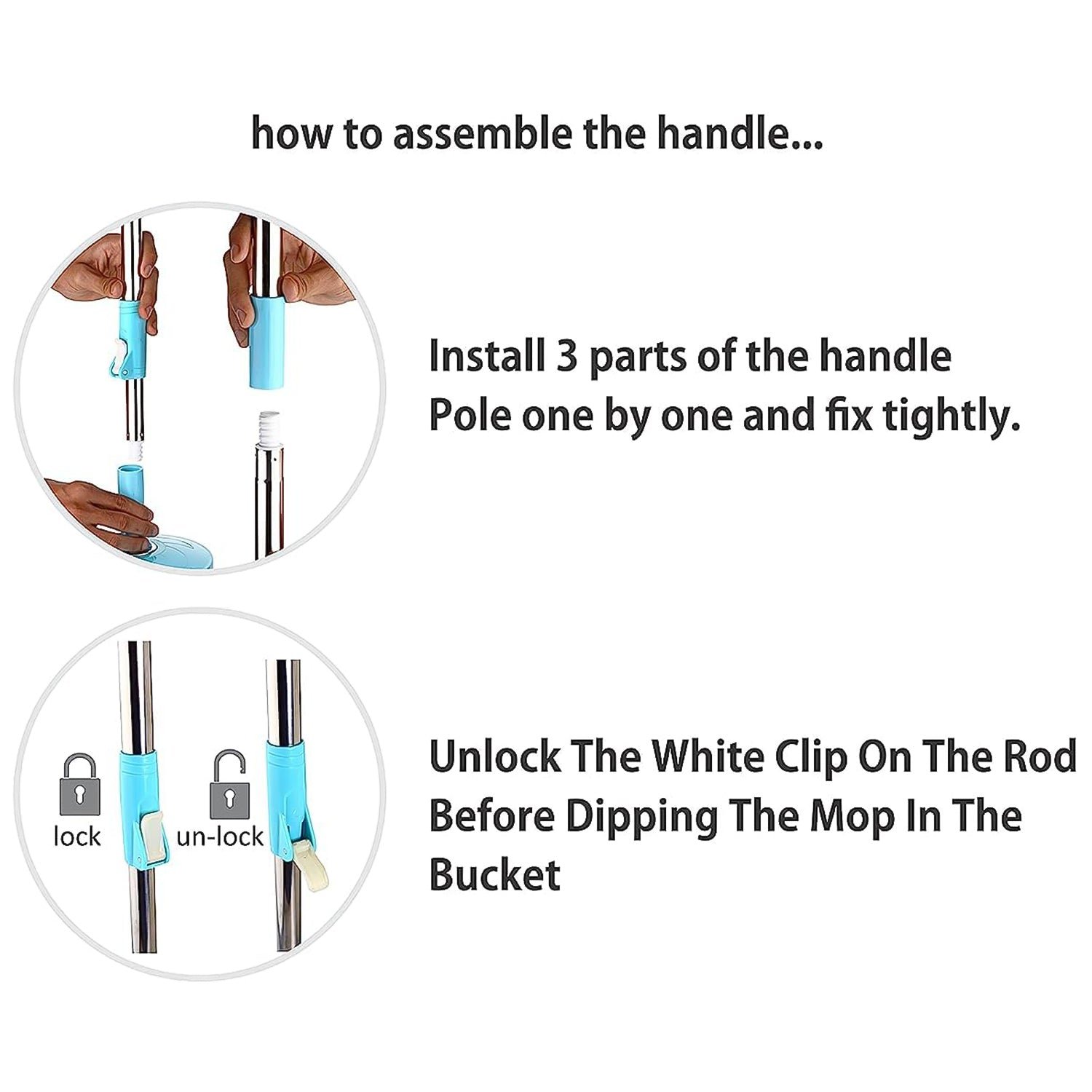 Adjustable Stainless Steel Mop Rod Set 120 cm - Image 7