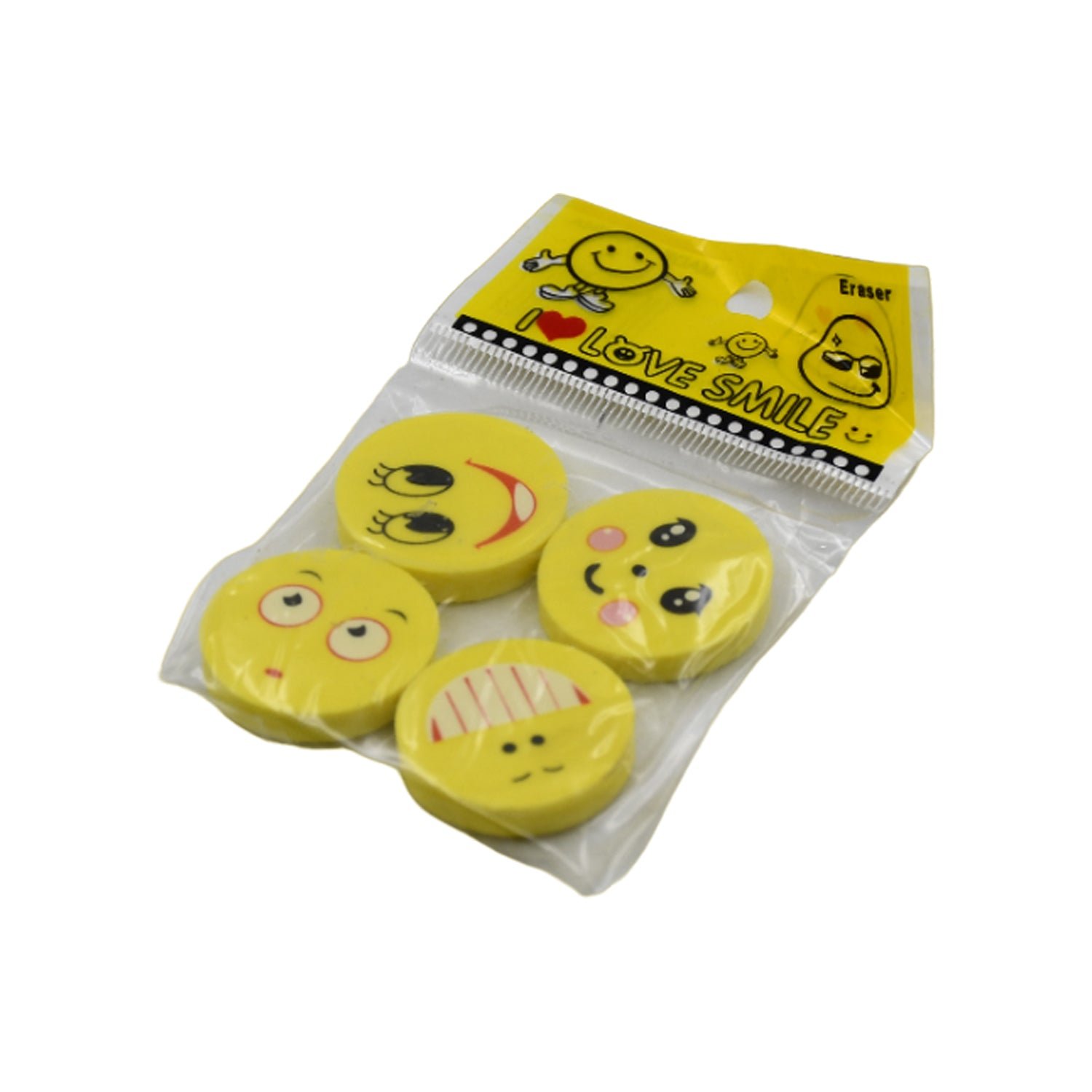 Cute Smile Emoji Eraser Set – Perfect for Kids (4pc Set) - Image 3