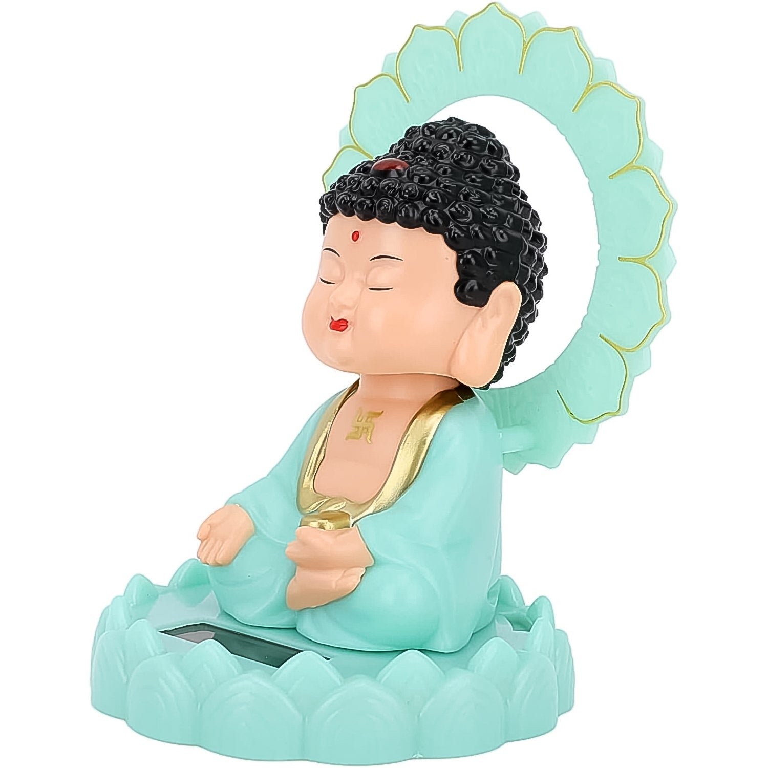 Plastic Solar Powered Moving Head Sitting Action Buddha Statue (1 Pc / Mix Color) - Image 6