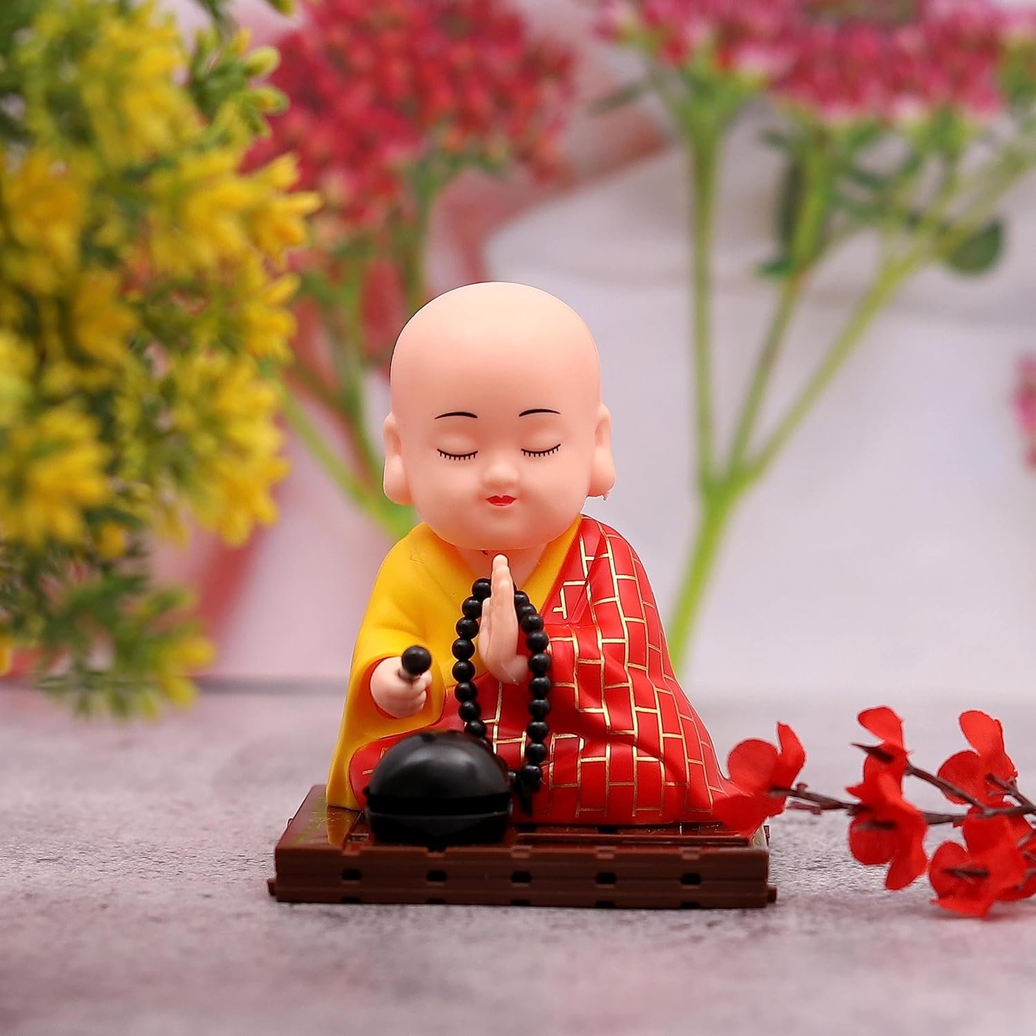 Solar Powered Sitting Buddha Statue, Moving Head and Hand (1 Pc / Medium) - Image 3