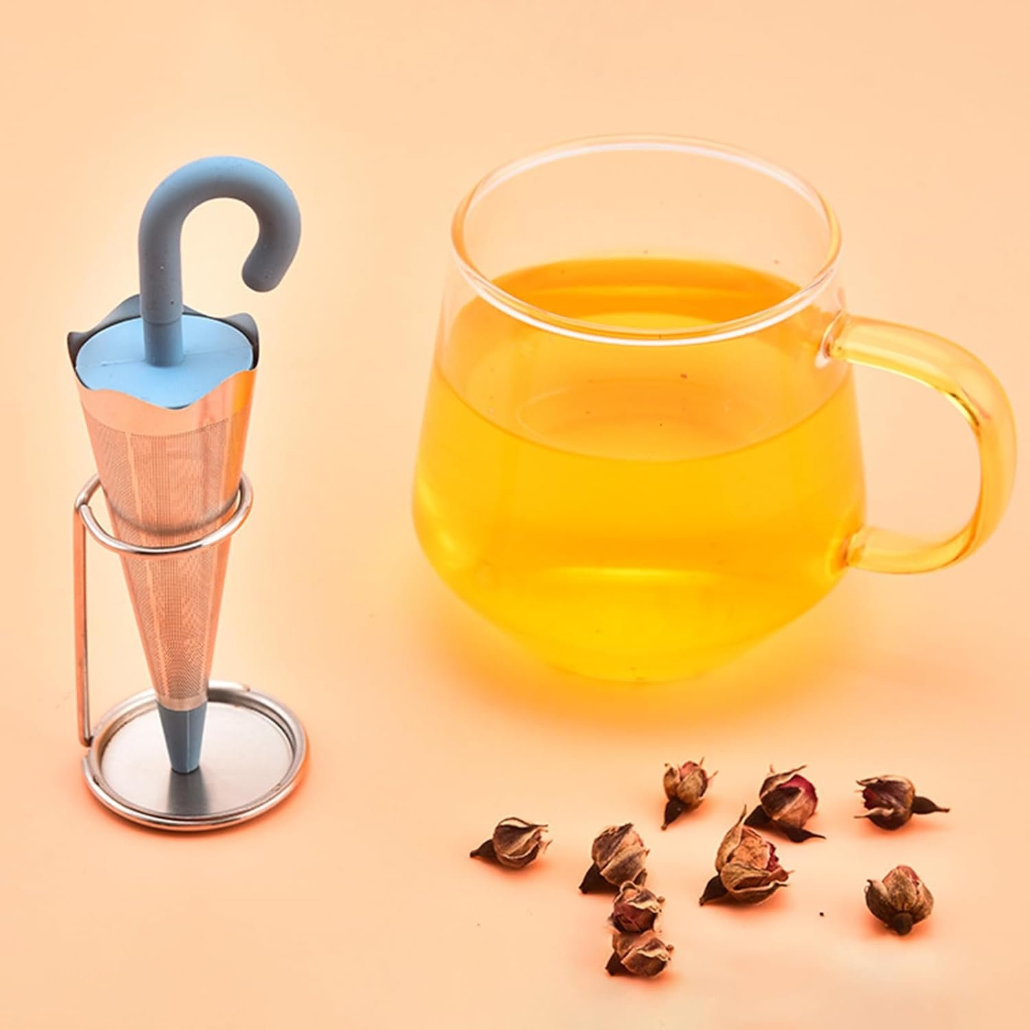 Reusable Cute Umbrella Tea Strainer With Tray / Stand (1 Pc) - Image 10
