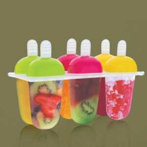 6 Pcs Multicolor Polypropylene Ice Mold, Kulfi Maker / Stick / Cream / Candy Color Assorted