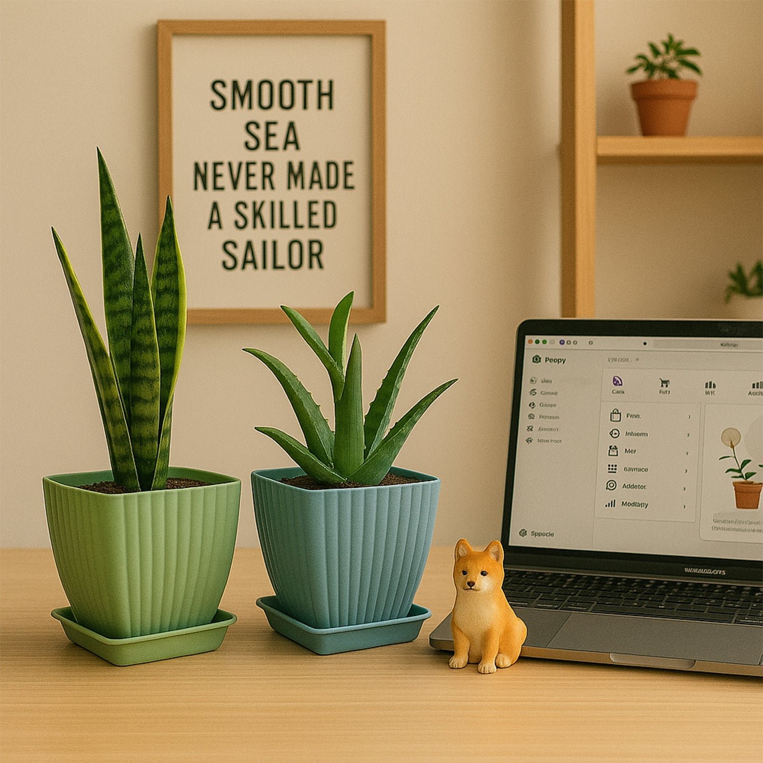 Trendy Square Plastic Flower Pots Set of 5 - Image 7